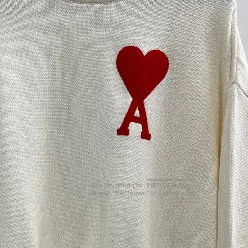 AMI AMI Cream Wool Sweater with Heart Design . Size S / US 4 / IT 40 - 3 Thumbnail