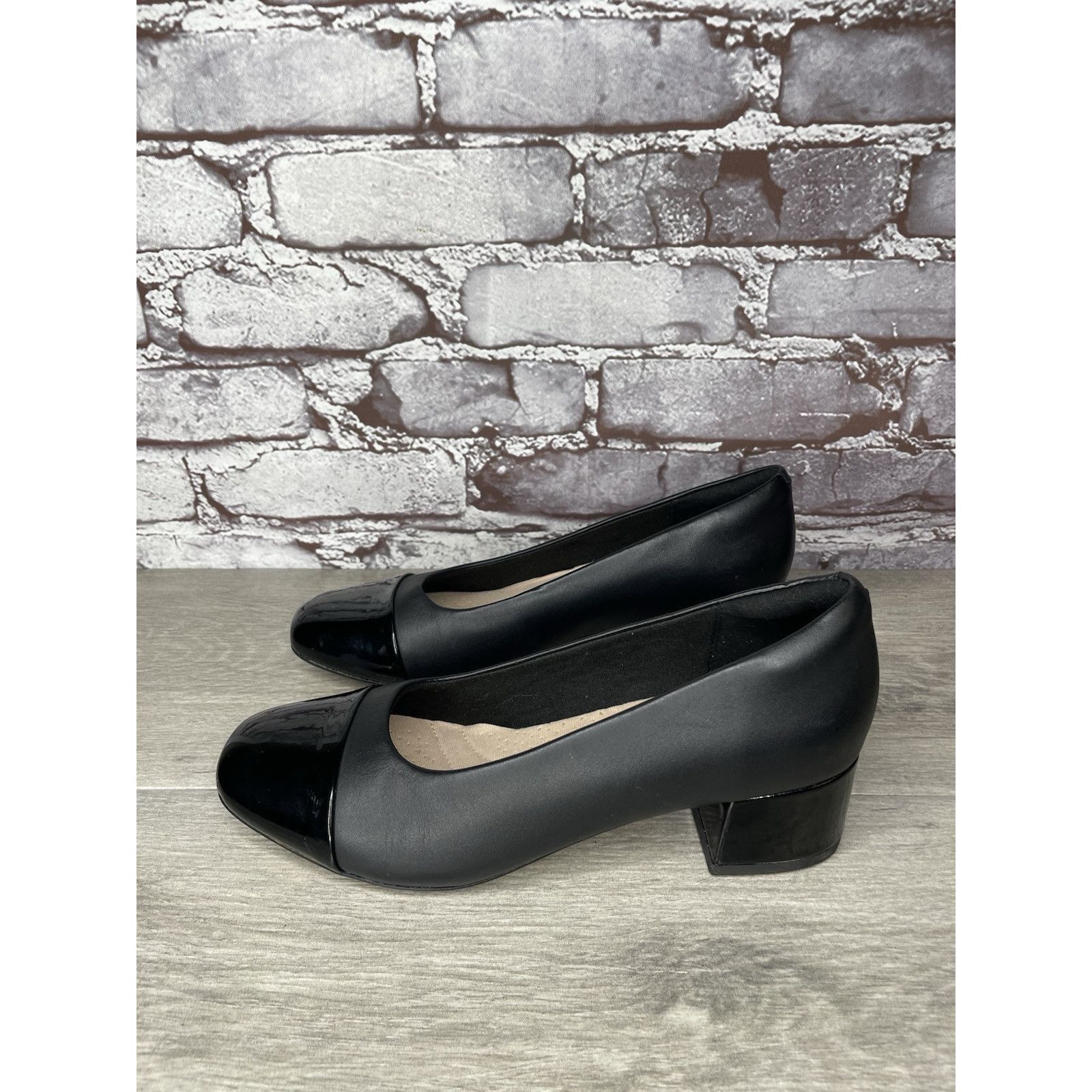 Clarks Clarks Marilyn Black Leather Patent Cap Toe Pump Heels Shoes Size US 8 / IT 38 - 6 Thumbnail