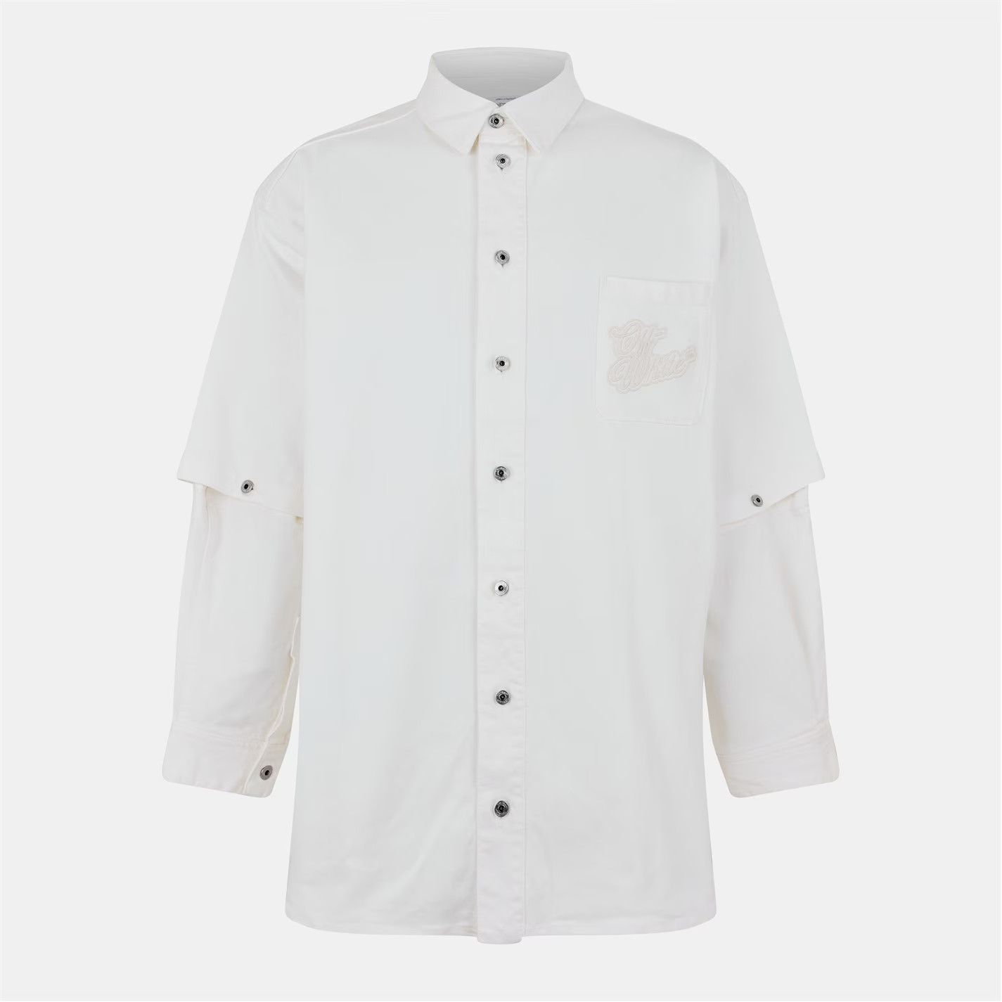 Off-White o1g2r1mq0326 Relaxed Fit Overshirt in White Size US XXS / EU 40 - 1 Thumbnail