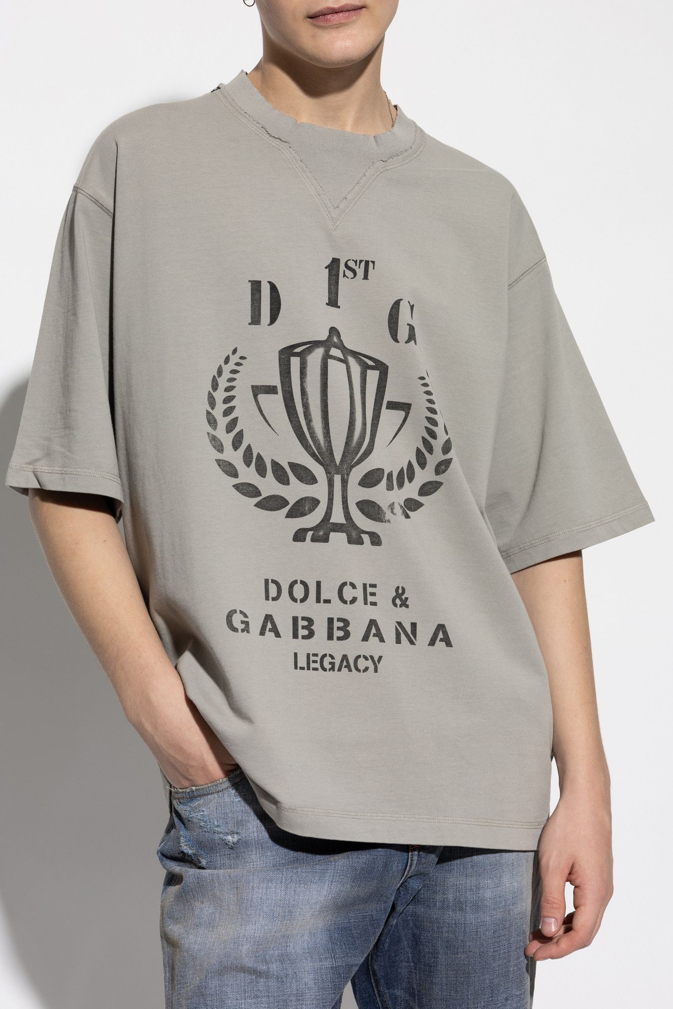 Dolce & Gabbana o1s22i1n0225 Oversized Printed T-Shirt in Grey Size US S / EU 44-46 / 1 - 3 Thumbnail