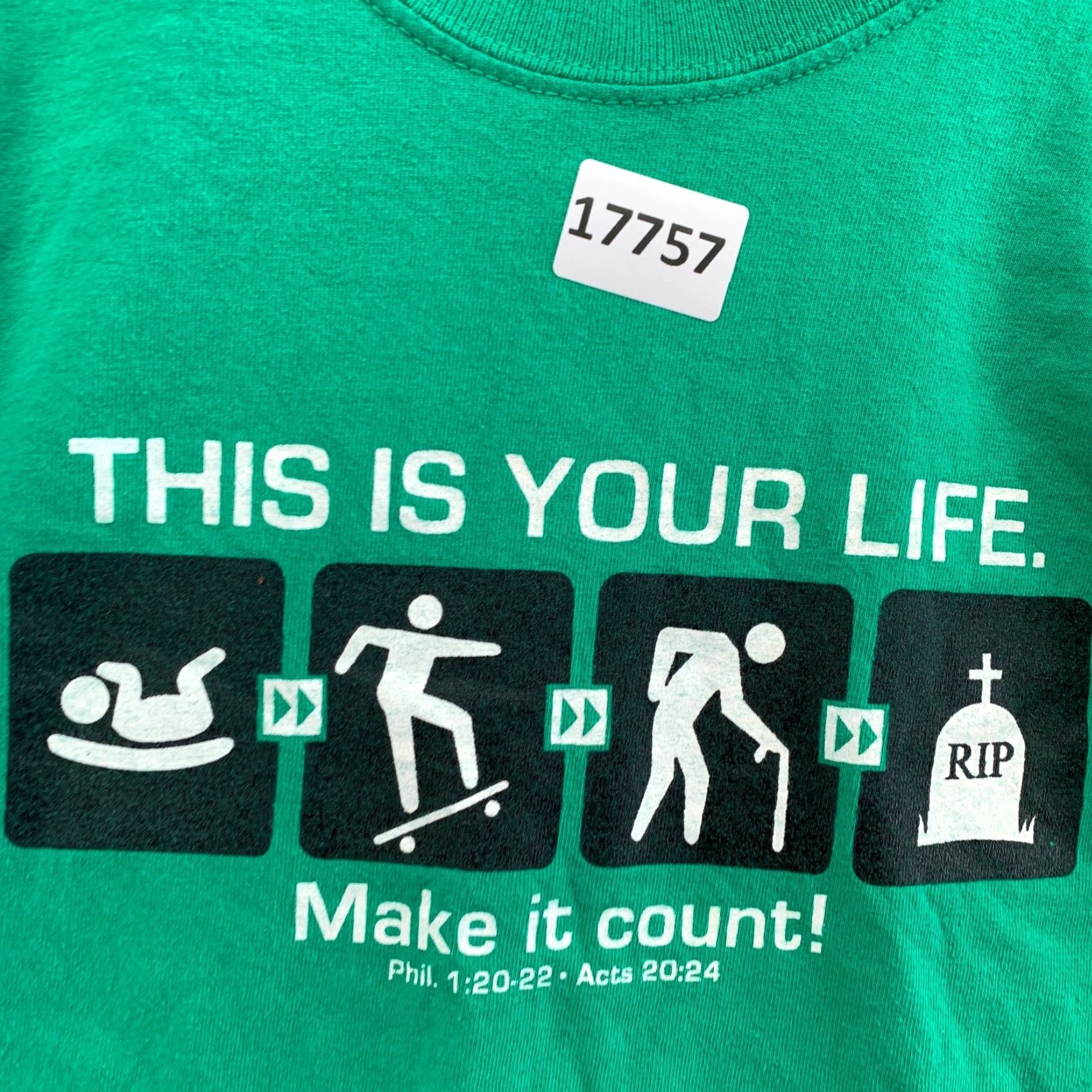 Gildan Vintage This IS Your Life Make It Count Shirt Green Adult Small Short Sleeve Crew Neck Unisex T-Shirt, 100% Cotton, Gildan, Funny Pattern, 90s Theme Size US S / EU 44-46 / 1 - 7 Thumbnail