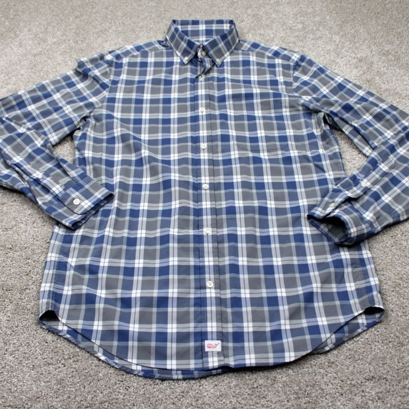 Vineyard Vines Vineyard Vines Performance Shirt Mens Medium Blue/Gray Classic Fit Murray L/S Size US M / EU 48-50 / 2 - 2 Thumbnail