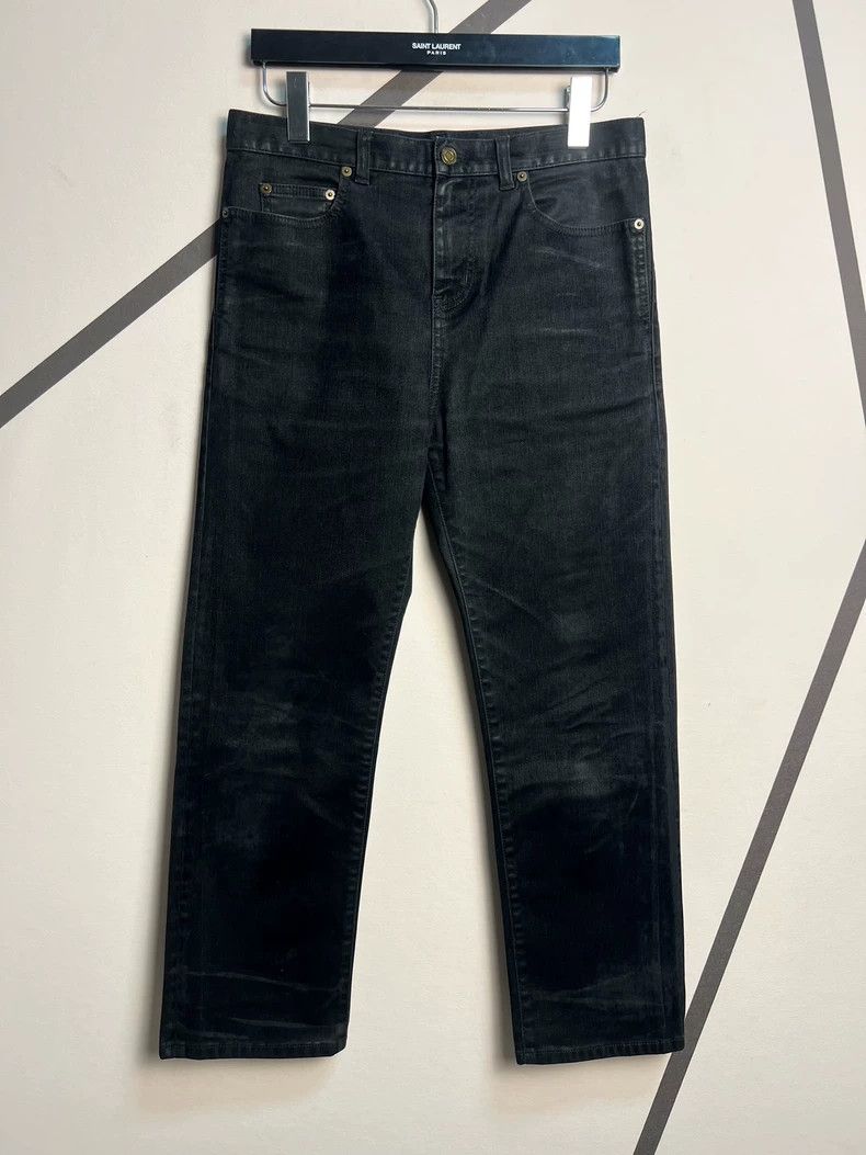 Saint Laurent Paris Saint Laurent Paris Fall/Winter 20 Black Flocked Wax-Brush Size US 29 - 1 Thumbnail