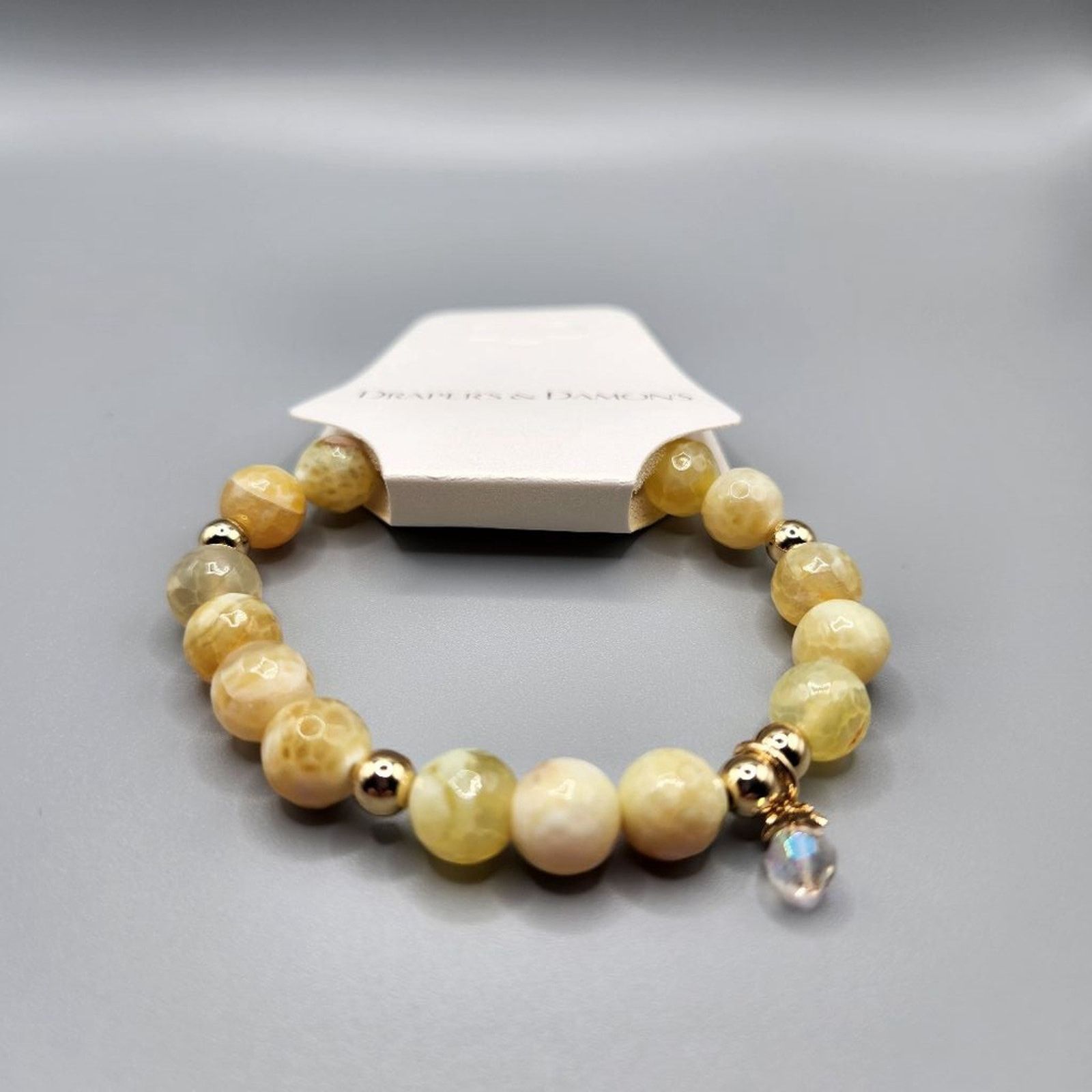 Other Drapers & Damon Yellow Marbled Beaded Stretch Bracelet Size ONE SIZE - 5 Thumbnail