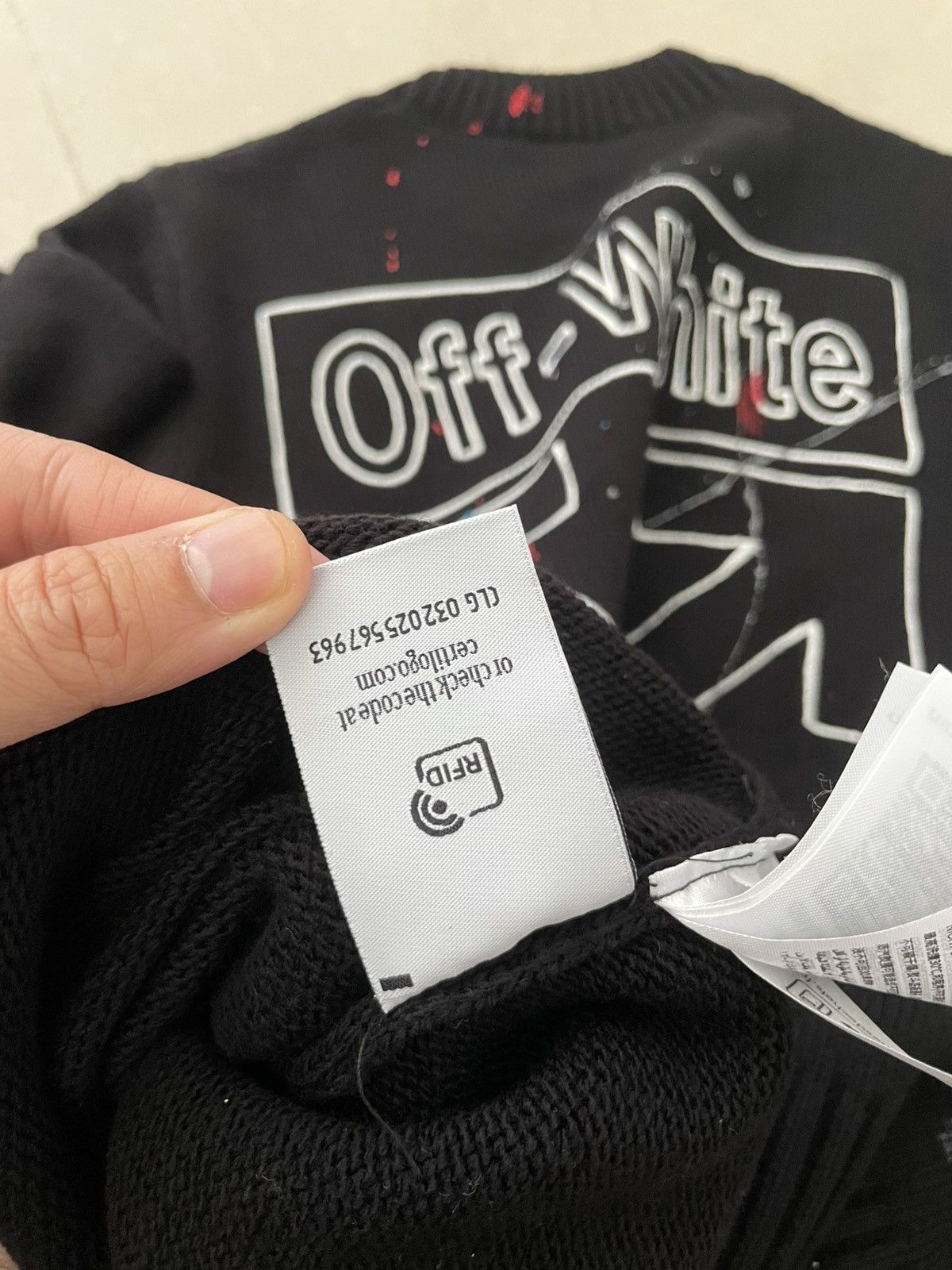 Japanese Brand Off White Sweatshirt with Paint Splash Design Size US M / EU 48-50 / 2 - 10 Thumbnail