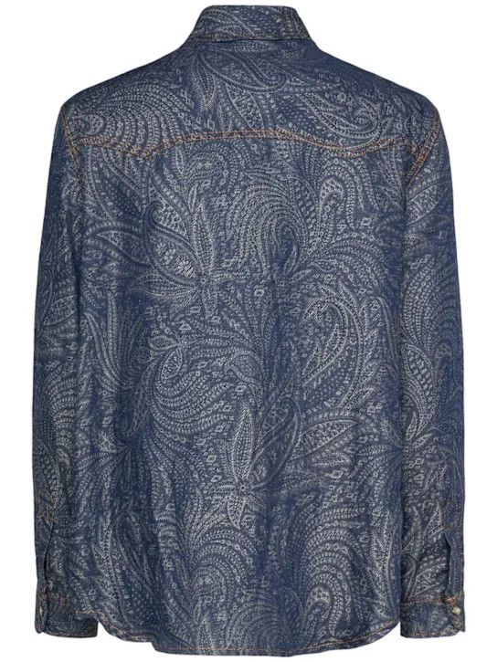 Etro o1lsvrm0425 Linen Denim Overshirt in Blue Size US L / EU 52-54 / 3 - 4 Thumbnail