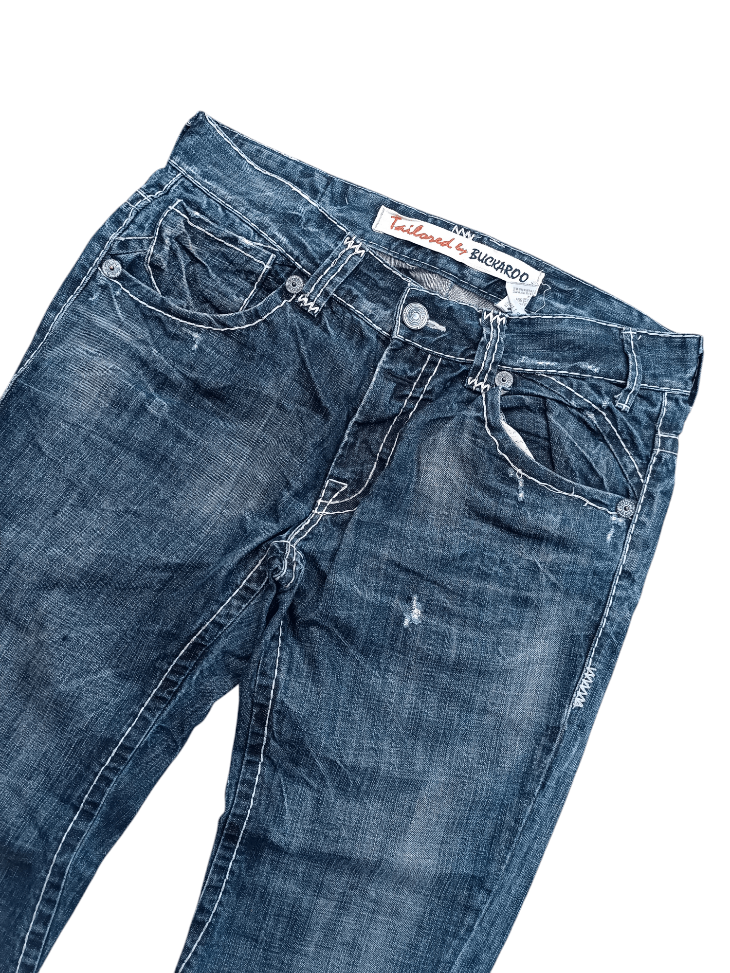 Japanese Brand FLARED💥BUCKAROO DISTRESSED DENIM PANT Size US 35 - 7 Thumbnail