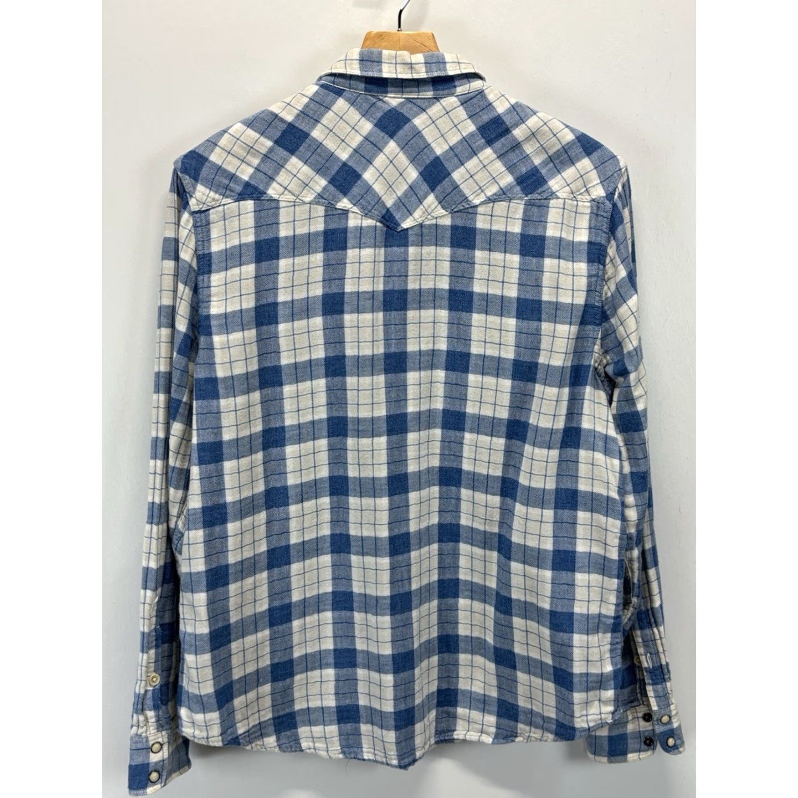 Lucky Brand Lucky Brand Men Western Style Pearl Snap Button Up Blue Plaid Shirt Gauze Large Size US L / EU 52-54 / 3 - 3 Thumbnail