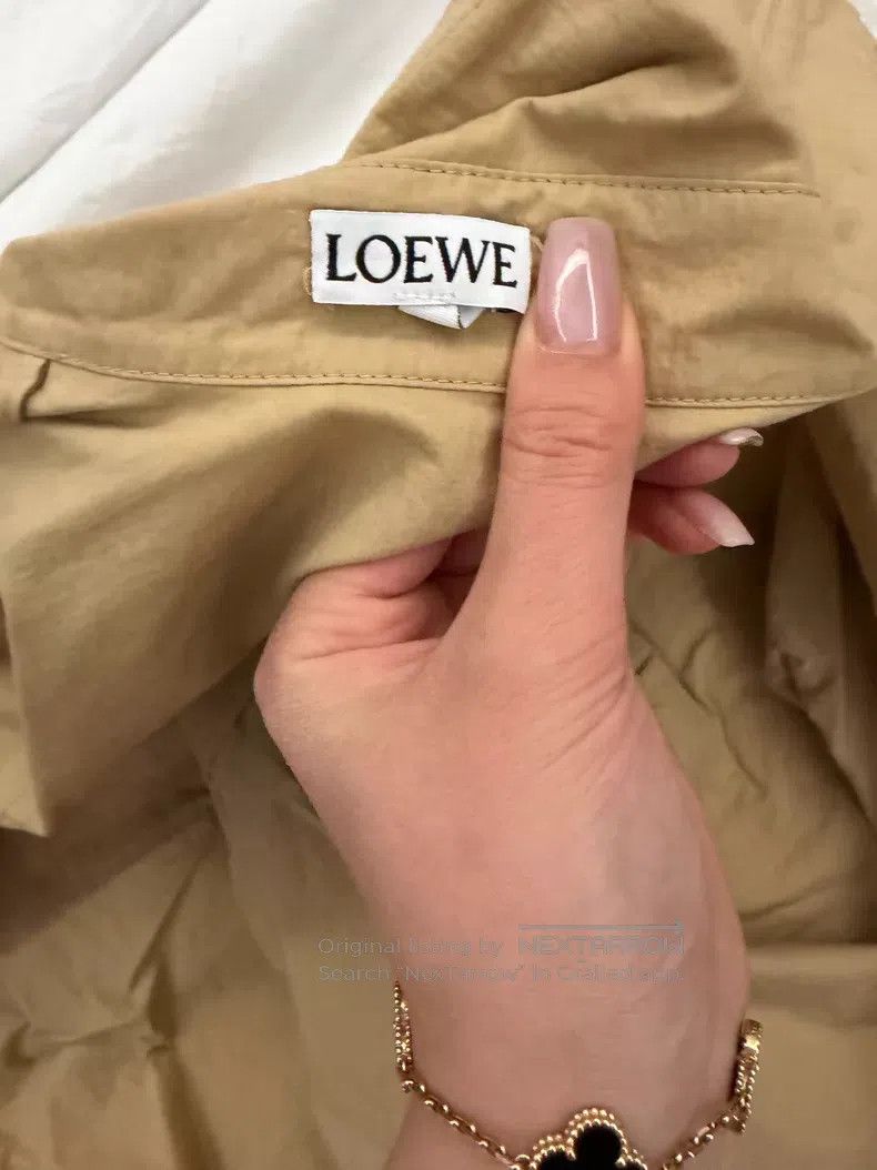 Loewe Loewe Khaki Short Sleeve Shirt Dress, Women's Size 4XL / US 24-26 - 4 Thumbnail