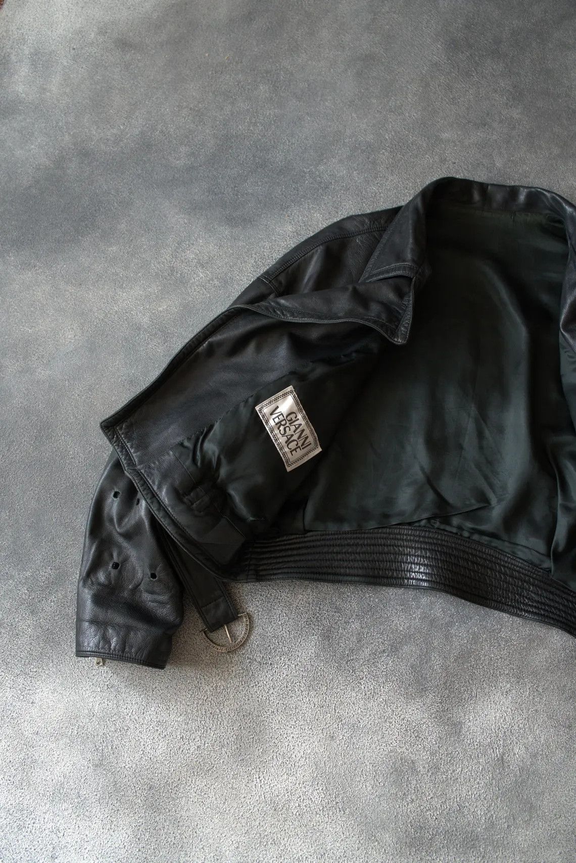 Versace S/S 1994 Gianni Versace RUNWAY Perforated Leather Jacket Size M / US 6-8 / IT 42-44 - 12 Thumbnail
