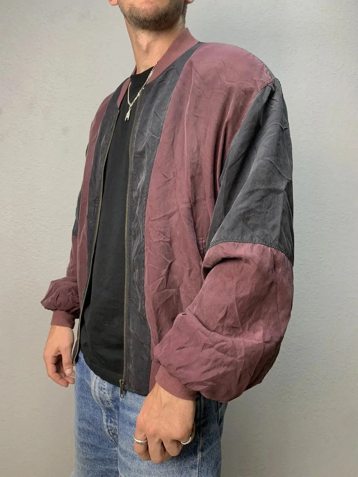 Japanese Brand × SikSilk Vintage Bomber SILK 100% distressed avangarde japanese Size US M / EU 48-50 / 2 - 5 Thumbnail