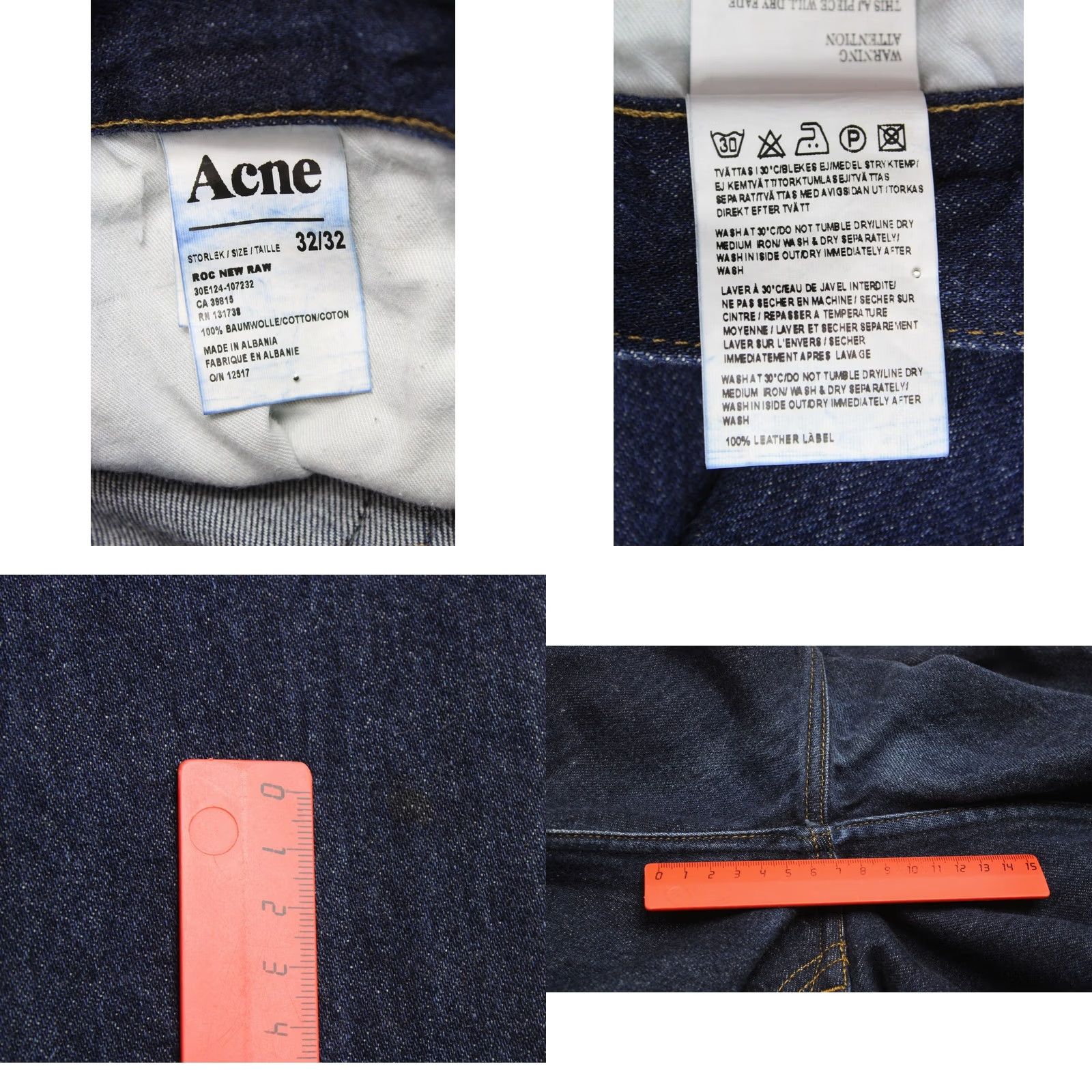 Vintage Acne Roc New Raw Jeans Men's W32/L32 Dark Blue Straight Fit Button Fade Effect Size US 32 / EU 48 - 8 Thumbnail