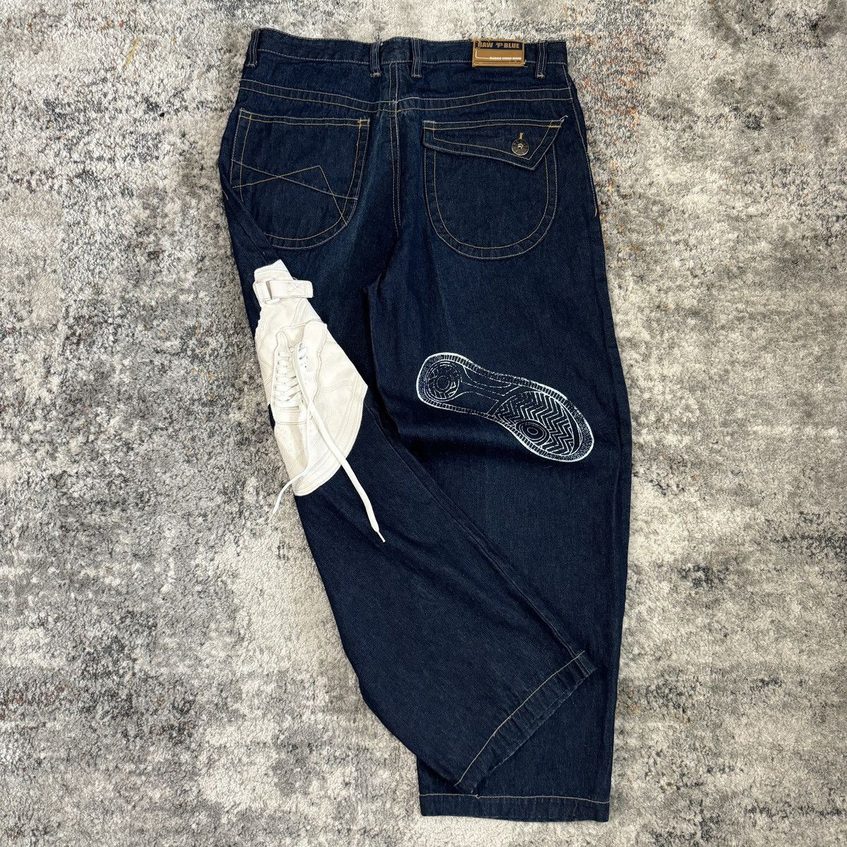 JNCO × Vintage Crazy Vintage y2k Raw Blue Air five 1 style sneaker jeans Size US 38 / EU 54 - 1 Thumbnail