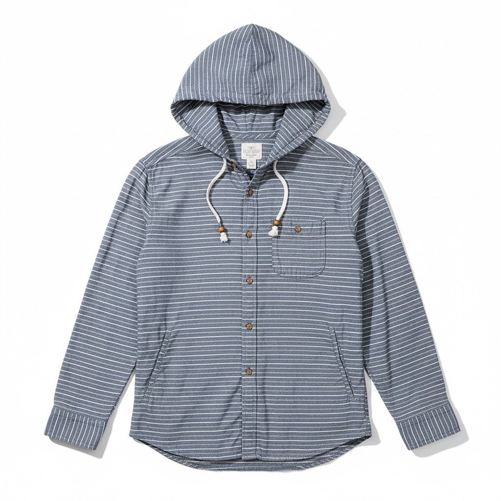 Lucky Brand Lucky Brand XL Striped Linen Blend Hooded Button-Up Shirt Size US XL / EU 56 / 4 - 1 Thumbnail