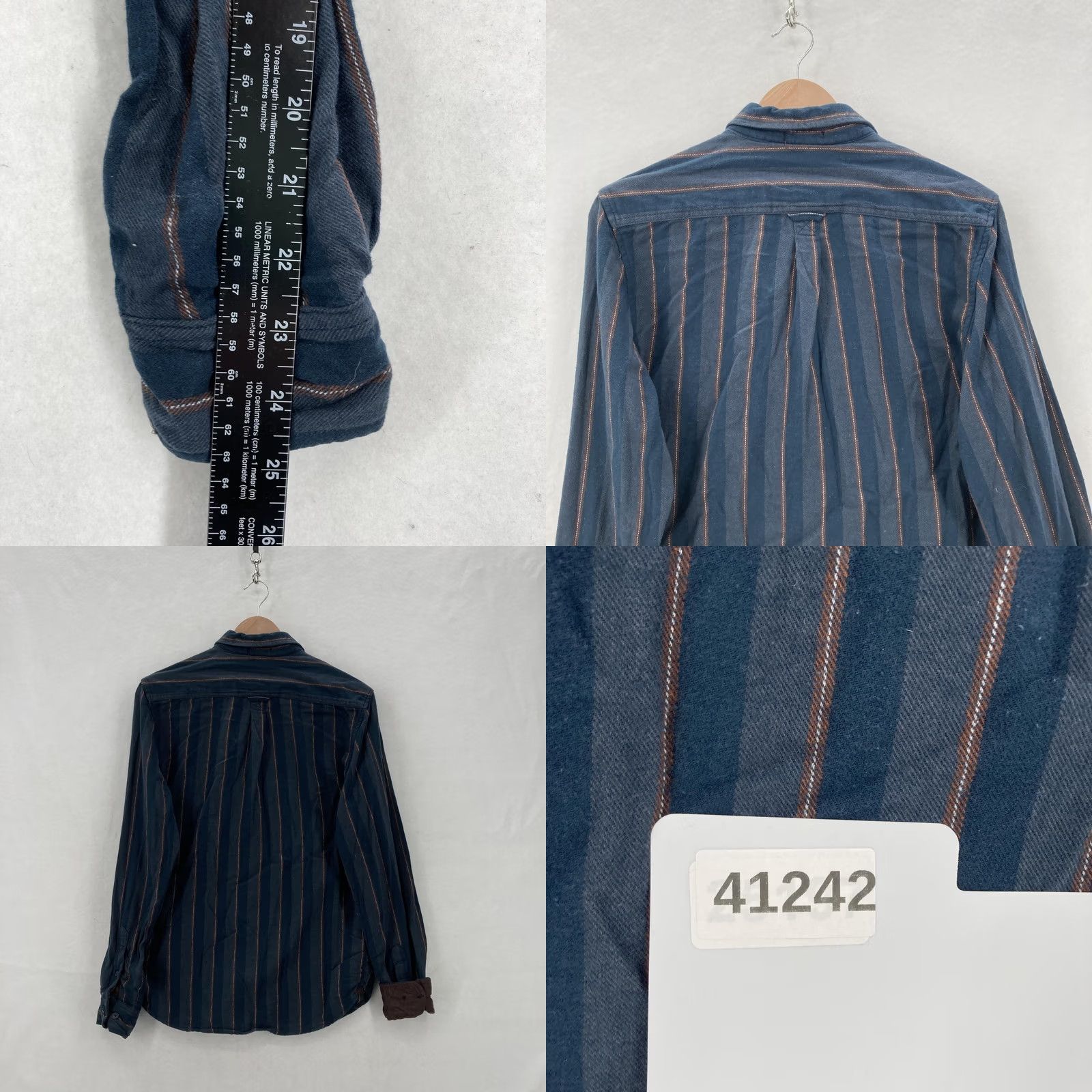 Denime Denim & Flower Ricky Singh Shirt Mens Small Blue Brown Striped Button Down Woven Size US S / EU 44-46 / 1 - 9 Thumbnail