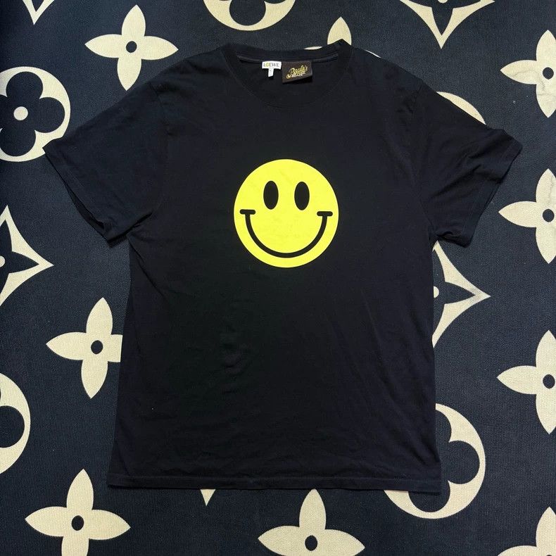 Loewe LOEWE Neon yellow smiley face printed round collar short s Size L / US 10 / IT 46 - 1 Thumbnail