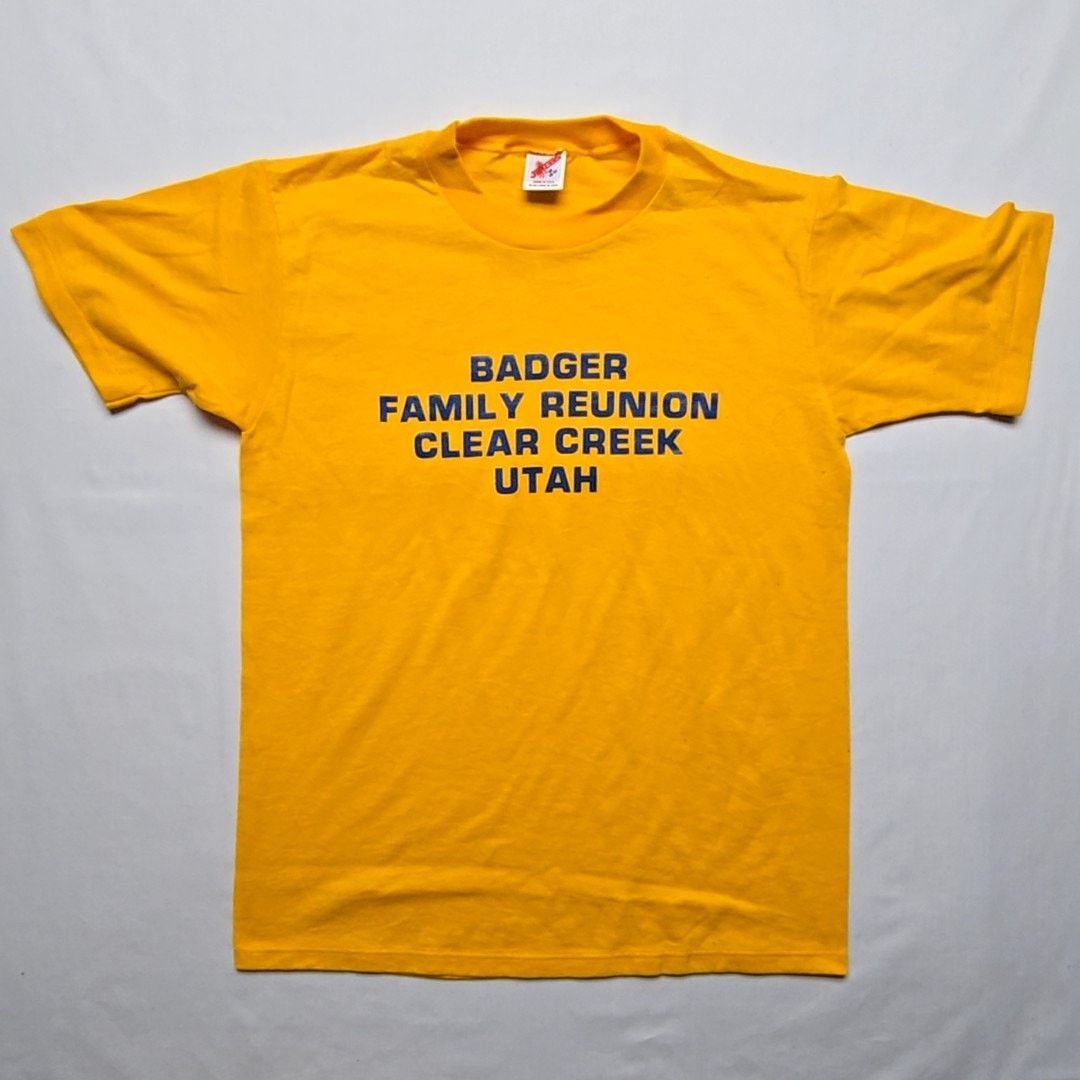 Jerzees Vintage Badger Family Reunion Clear Creek Utah Yellow L Tee Size US L / EU 52-54 / 3 - 1 Thumbnail