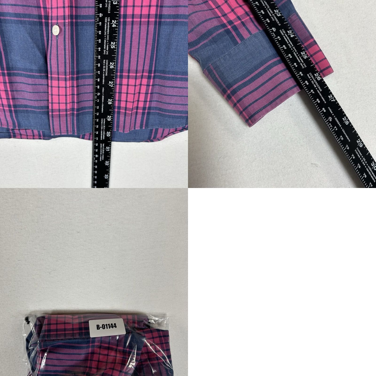Bonobos Bonobos Button-Up Shirt Mens L Long Sleeve Pink Blue Plaid Top Size US L / EU 52-54 / 3 - 8 Thumbnail