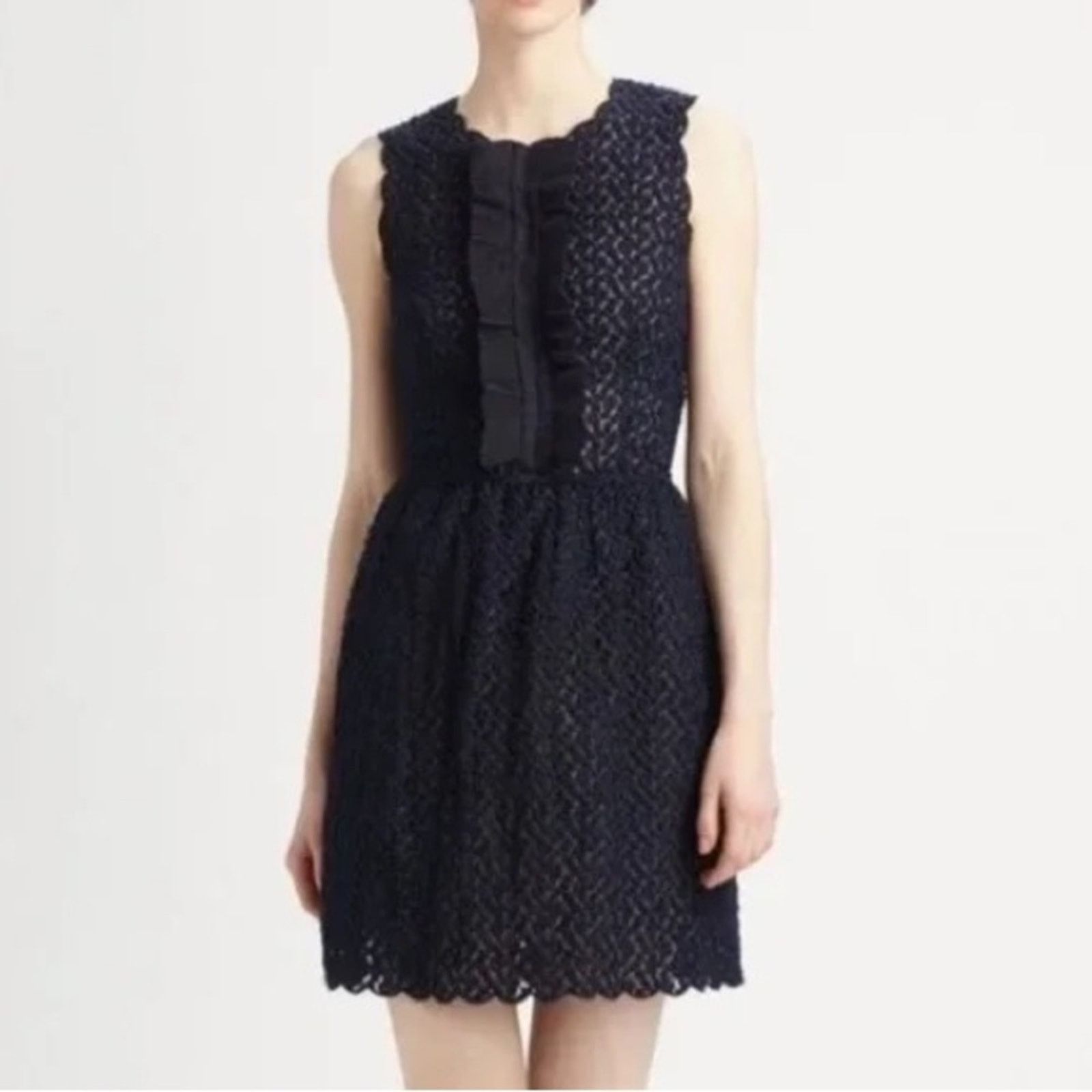 RED Valentino RED VALENTINO Empire Line Dress Navy Lace Size 40, Authentic Size S / US 4 / IT 40 - 1 Thumbnail