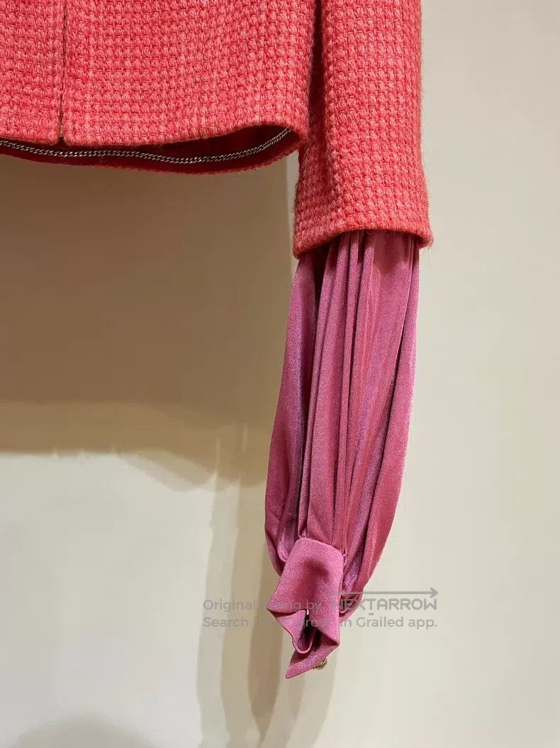 Chanel Chanel Watermelon red colour-blocked tweed hooded jacket Size XXS / US 00 / IT 34 - 4 Thumbnail