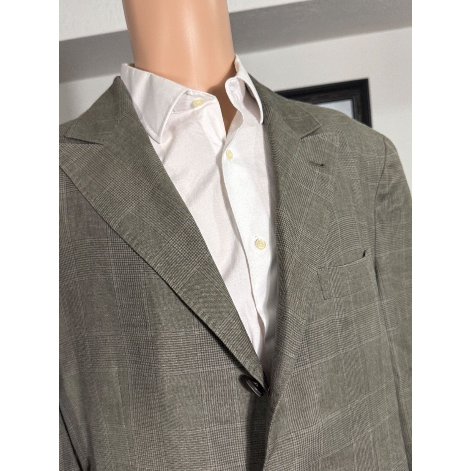 Brunello Cucinelli Brunello Cucinelli Peak lapel Prince of Wales Blazer 54/44 Size 44R - 5 Thumbnail