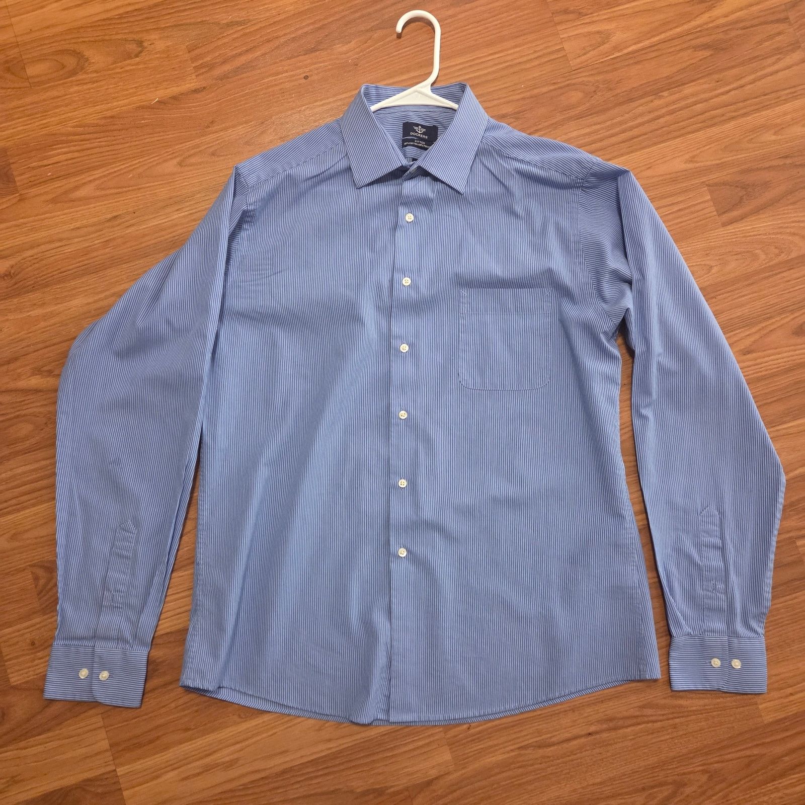Dockers Dockers Men's Large Blue Striped Button-Up Dress Shirt Size US L / EU 52-54 / 3 - 6 Thumbnail