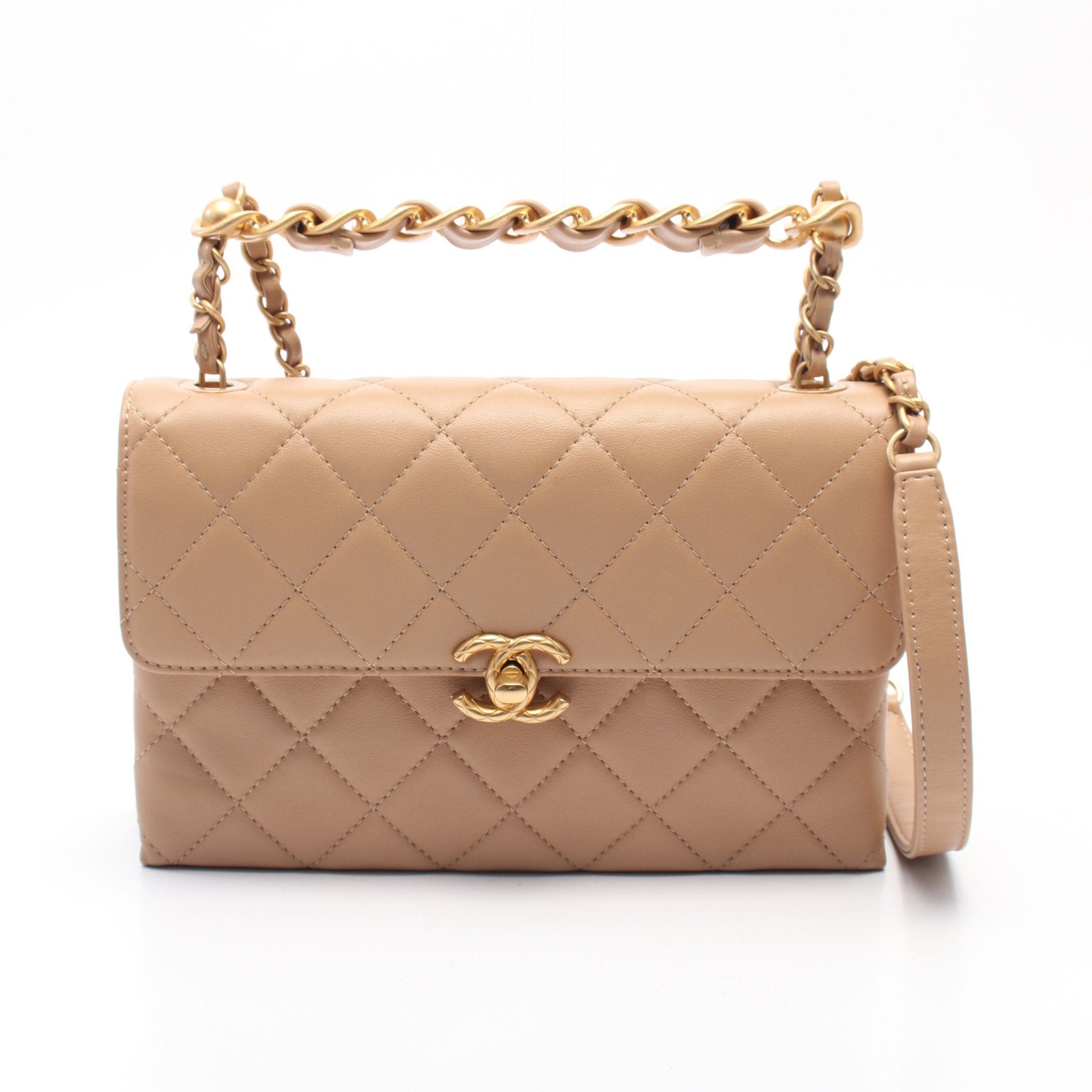 Chanel Chanel Matelasse Chain Shoulder Bag Leather Beige Gold Hardware Size ONE SIZE - 1 Thumbnail