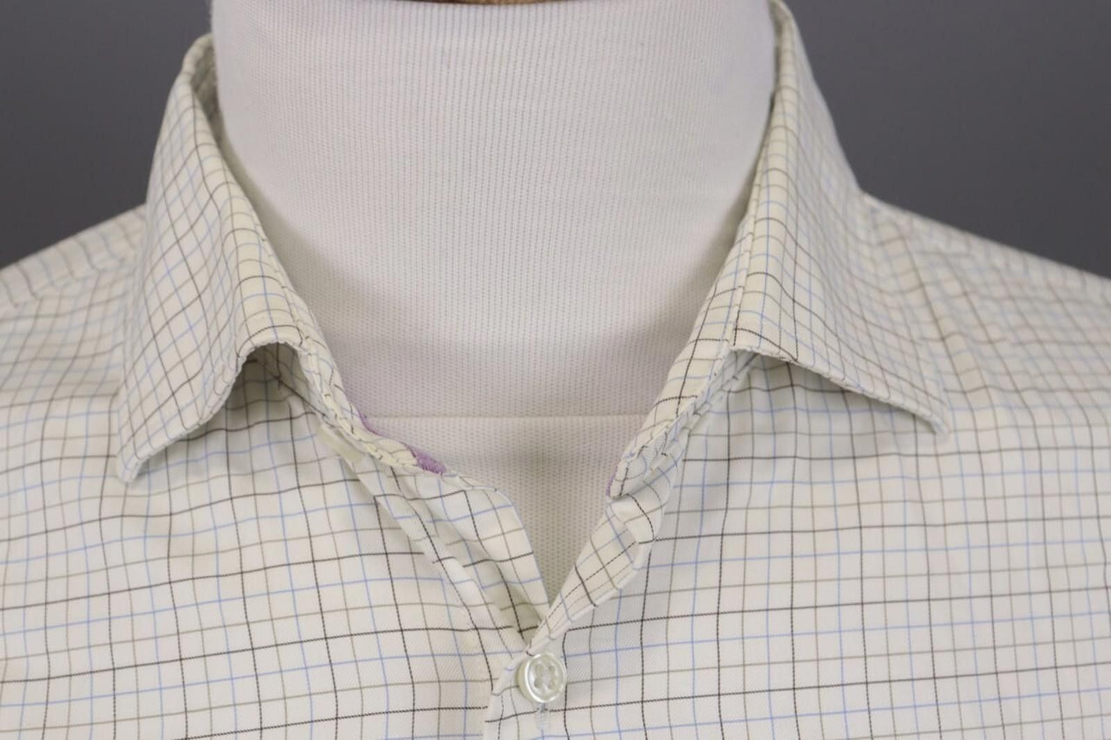 Designer Hackett London Tailored Fit White Check Shirt Size 42 16.5 Size US M / EU 48-50 / 2 - 3 Thumbnail