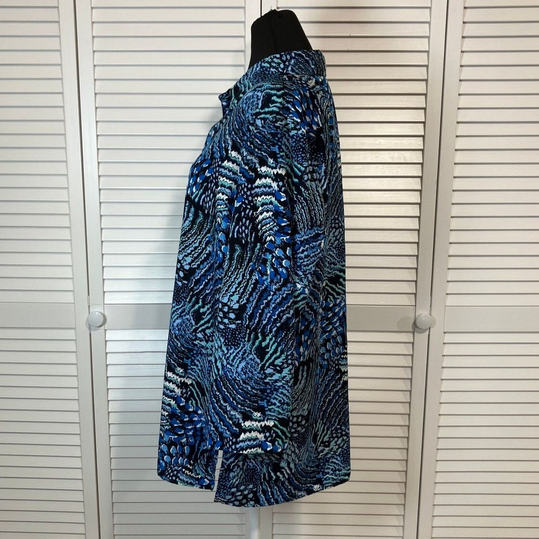 Other Drapers & Damons Y2K Abstract Boho Blue Collared Tunic L Size L / US 10 / IT 46 - 2 Thumbnail