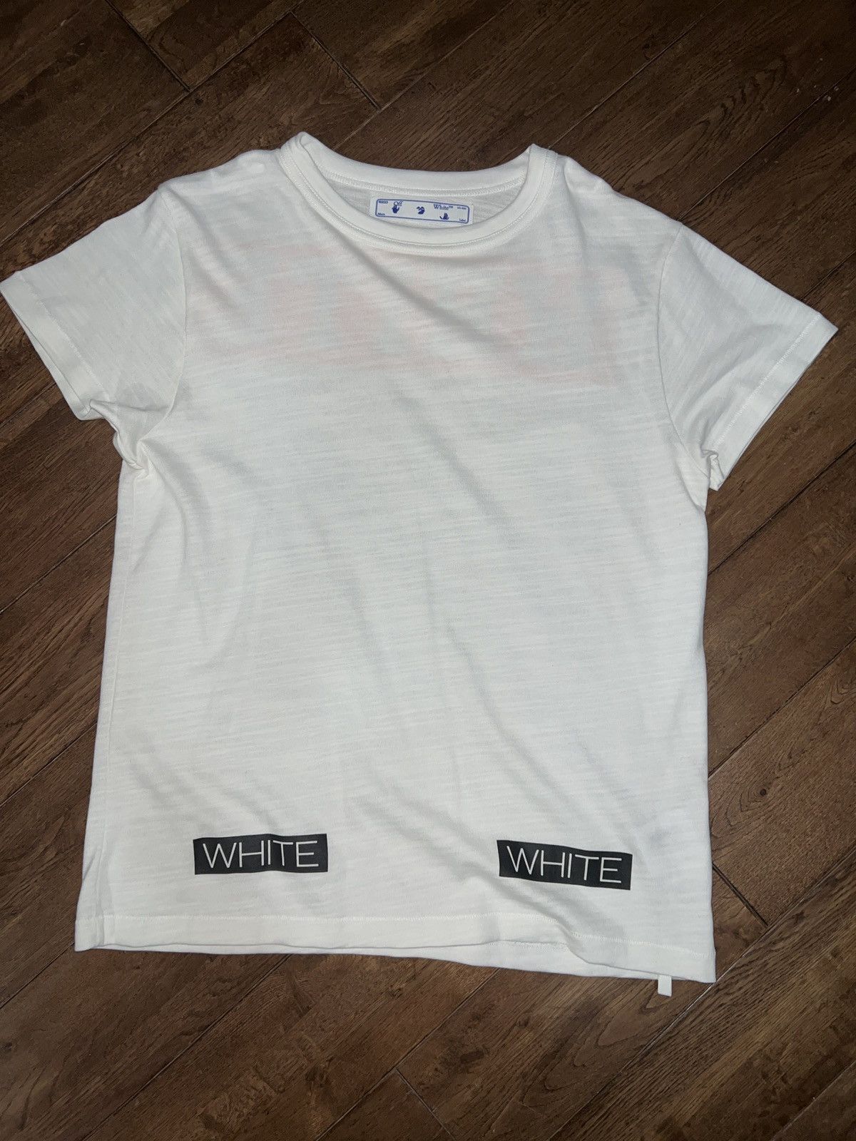 Off-White Off White Orange Velvet Box Logo T - shirt Size US XXS / EU 40 - 2 Thumbnail