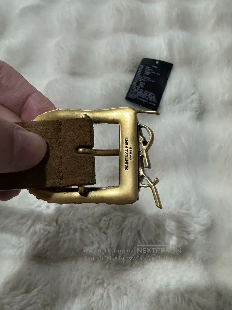 Saint Laurent Paris Saint Laurent Paris size 80 Golden Embossed Logo Belt Size ONE SIZE - 5 Thumbnail