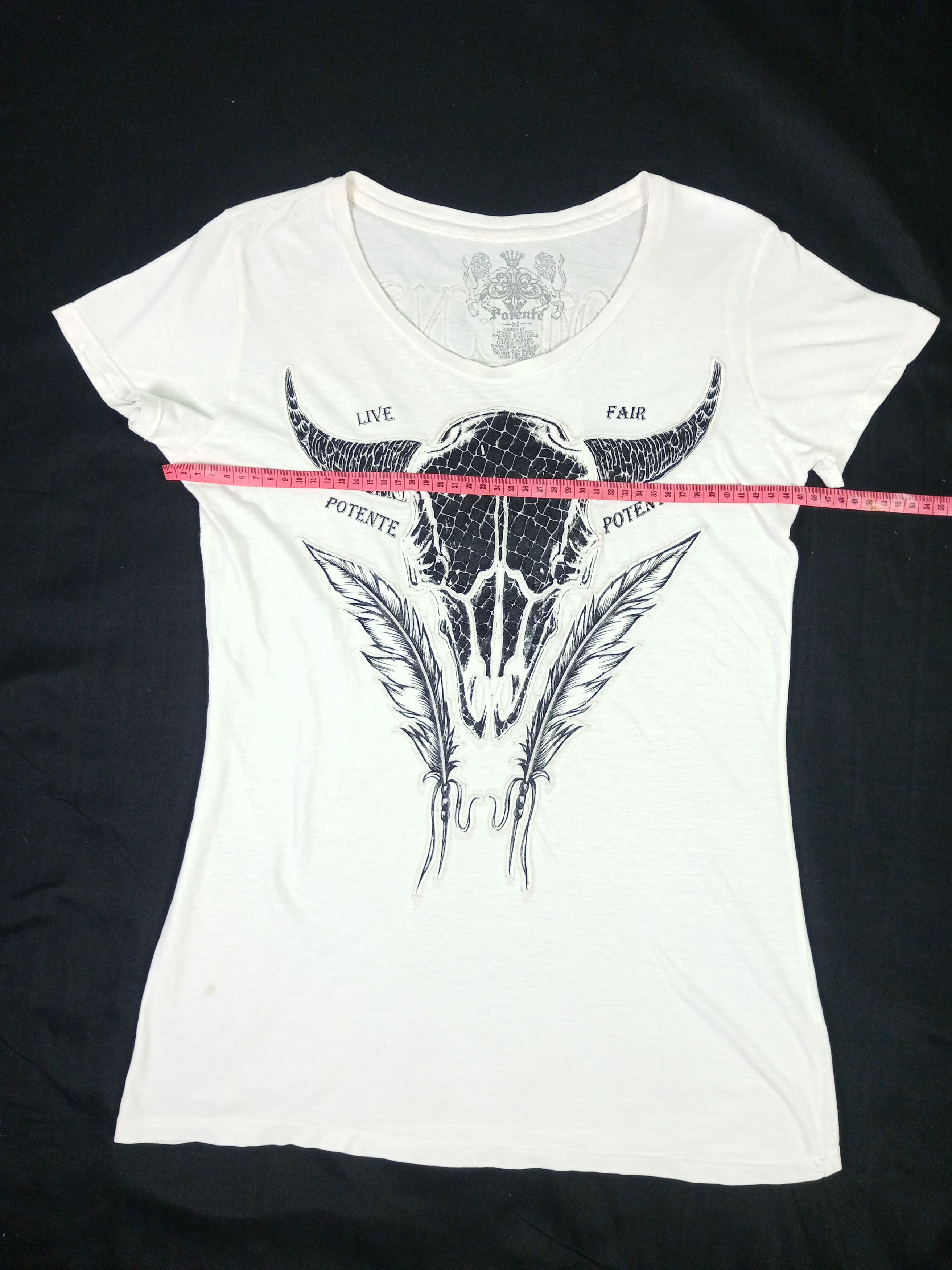 Japanese Brand Y2K Potente Poem Punk Live and Fair Embroidered Tshirt Size M / US 6-8 / IT 42-44 - 17 Thumbnail