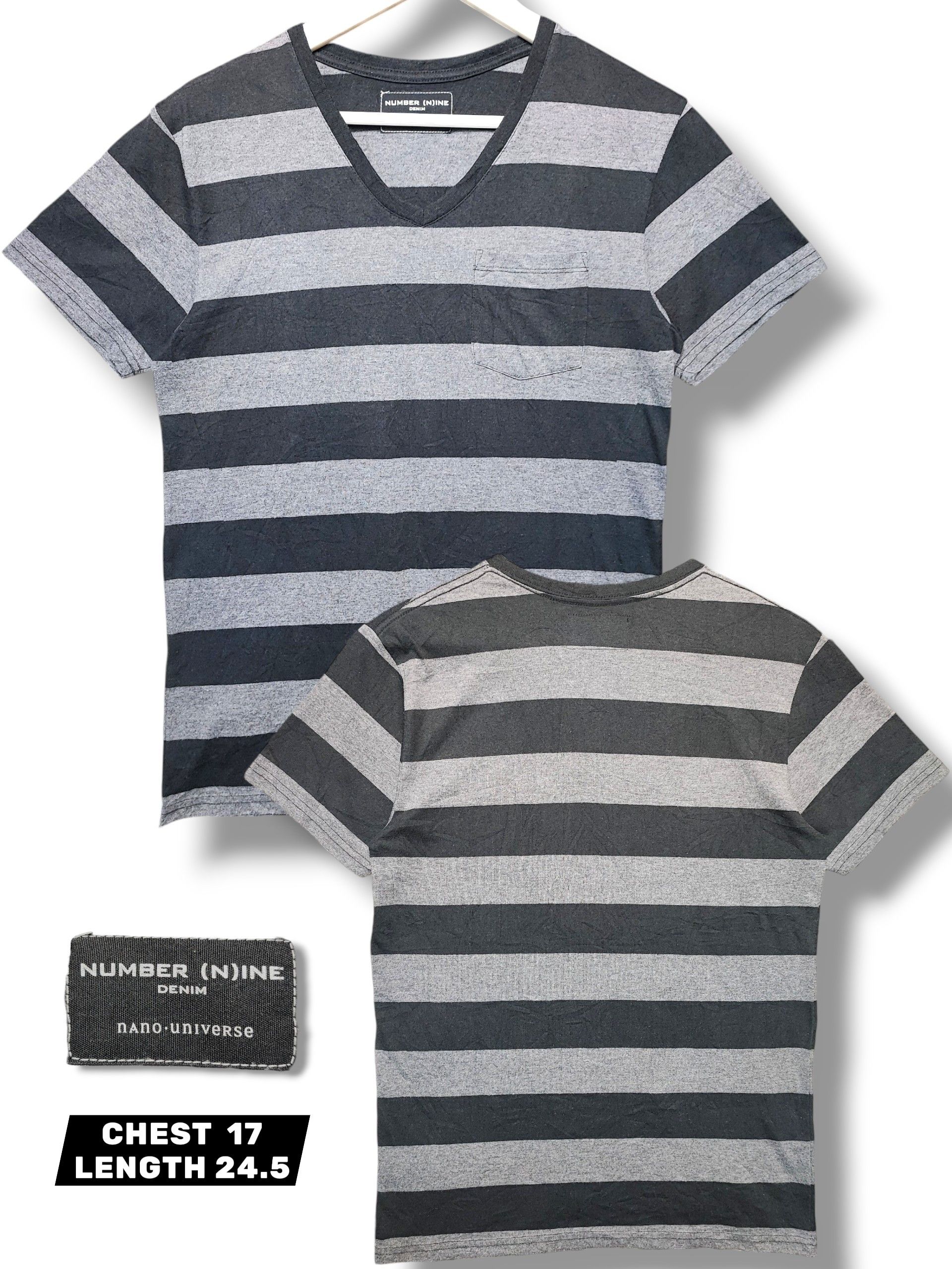 Number (N)ine Number (N)ine x Nano Universe Striped V-Neck Pocket Tee Size US XS / EU 42 / 0 - 1 Thumbnail