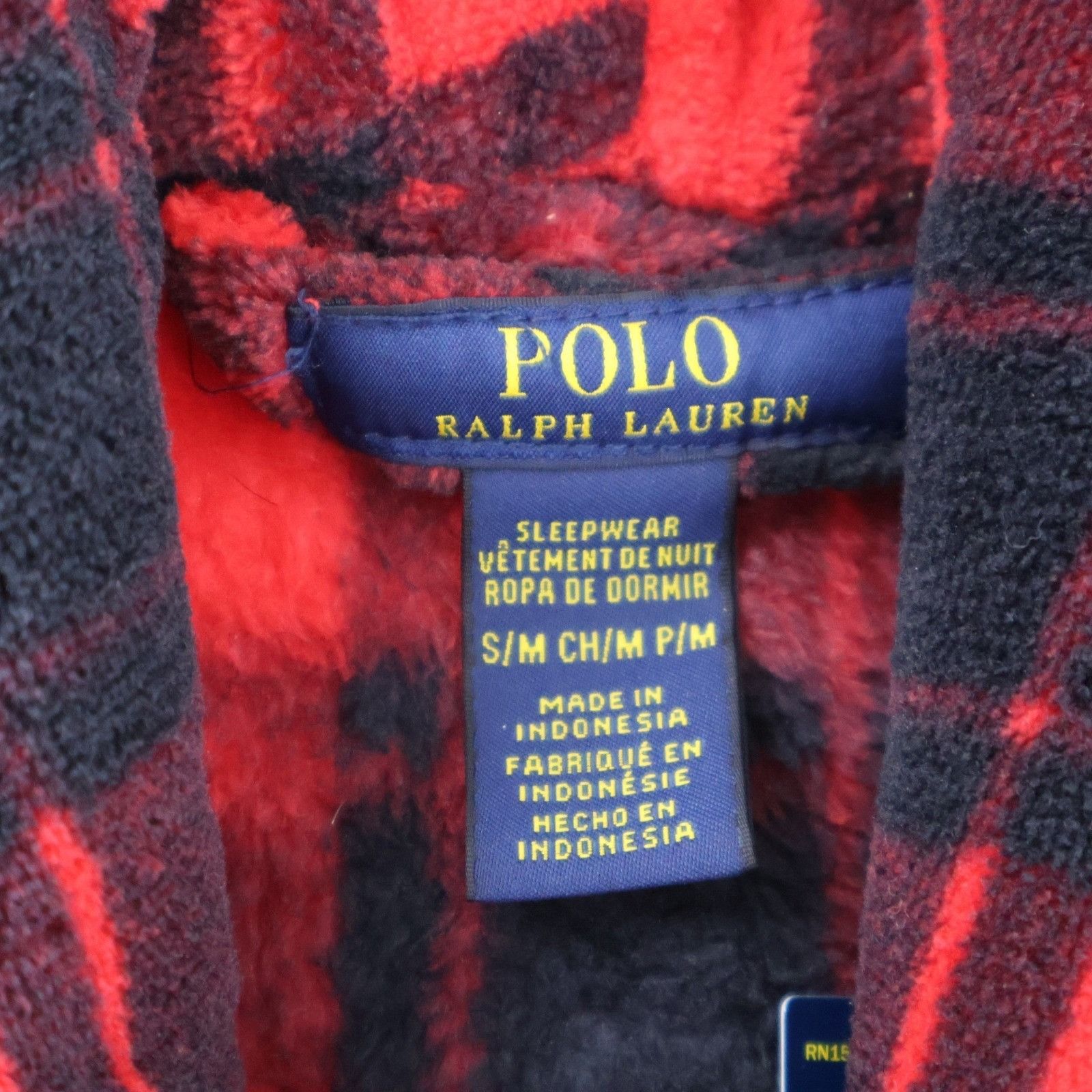 Polo Ralph Lauren Polo Ralph Lauren Robe Mens S/M Red Black Plaid Fleece Plush Size 40 - 2 Thumbnail