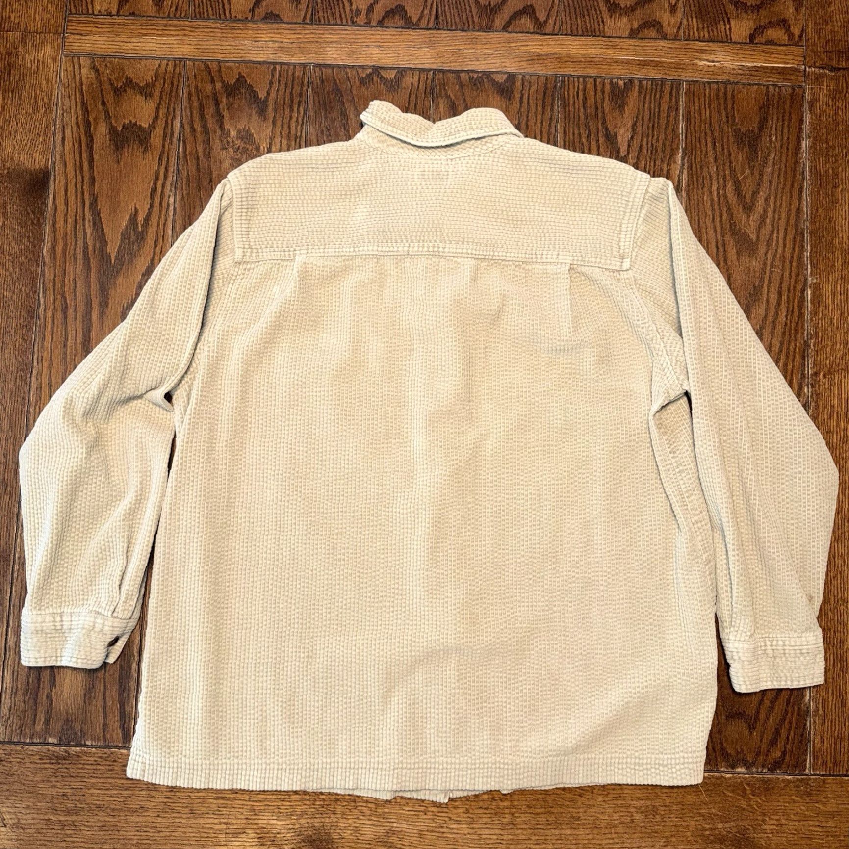 Vintage L.L. Bean Shirt Womens Large Beige Corduroy Button-Up Casual Pockets Cotton Solid 266127 Size L / US 10 / IT 46 - 4 Thumbnail