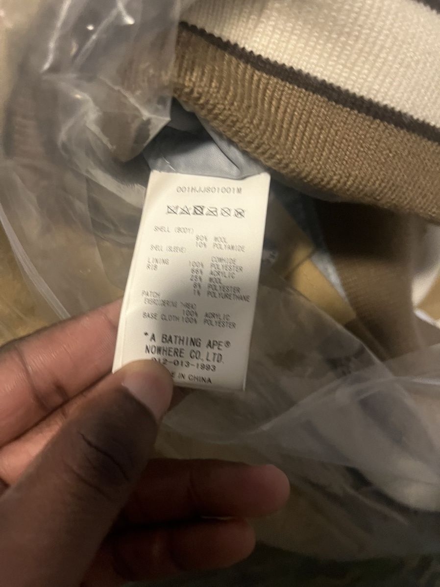 Bape Bape tan and white varsity jacket Size US M / EU 48-50 / 2 - 8 Thumbnail