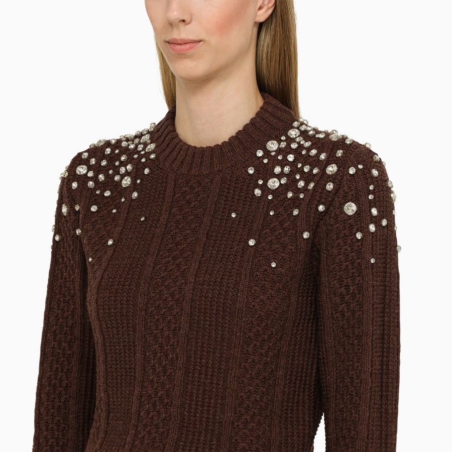 Golden Goose o1d2blof0824 Wool Sweater With Rhinestones in Brown Size S / US 4 / IT 40 - 5 Thumbnail