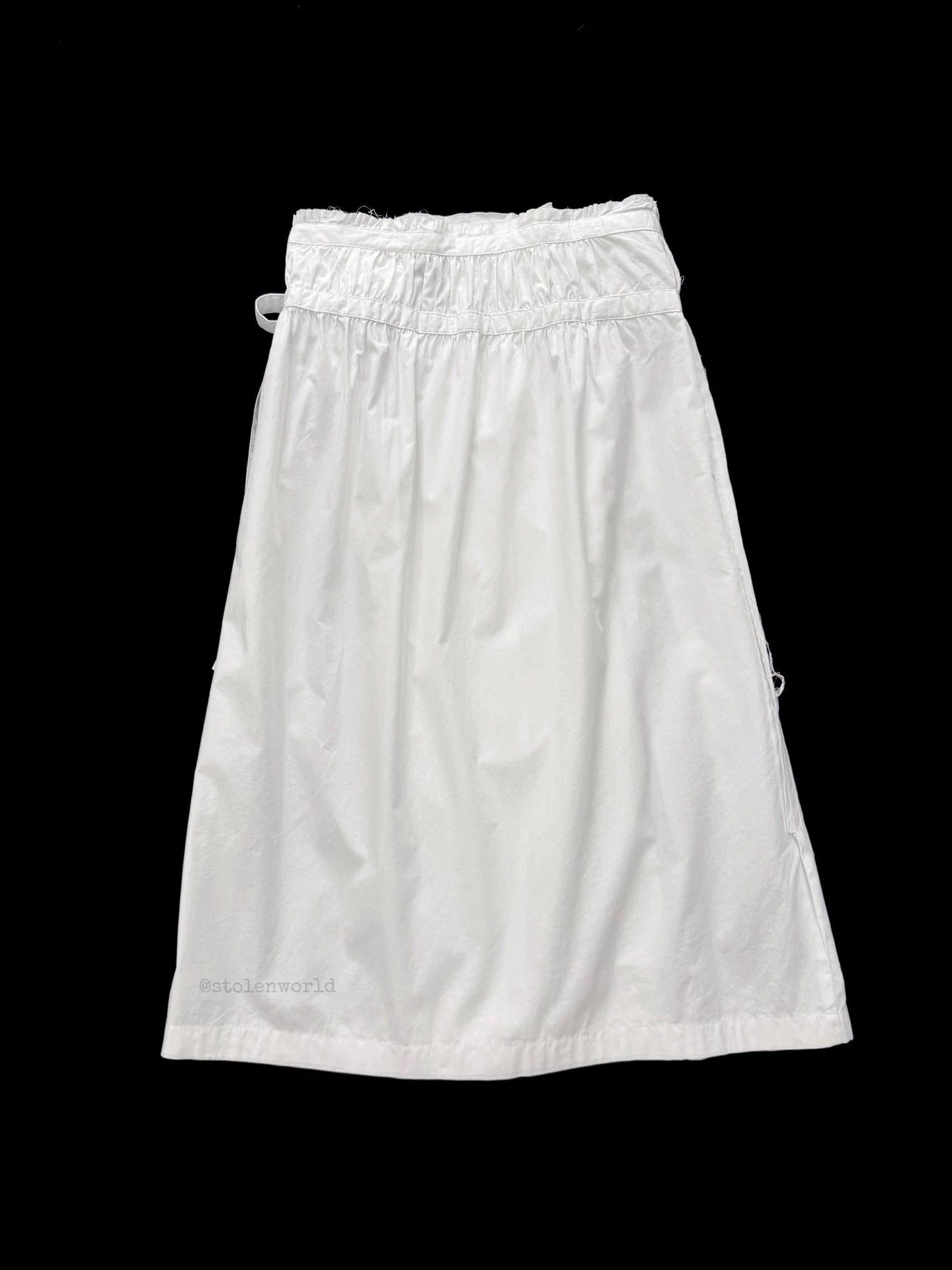 Comme des Garcons Comme des Garçons White Cotton Pleated Tie Wrap Skirt M Size 29" - 9 Thumbnail