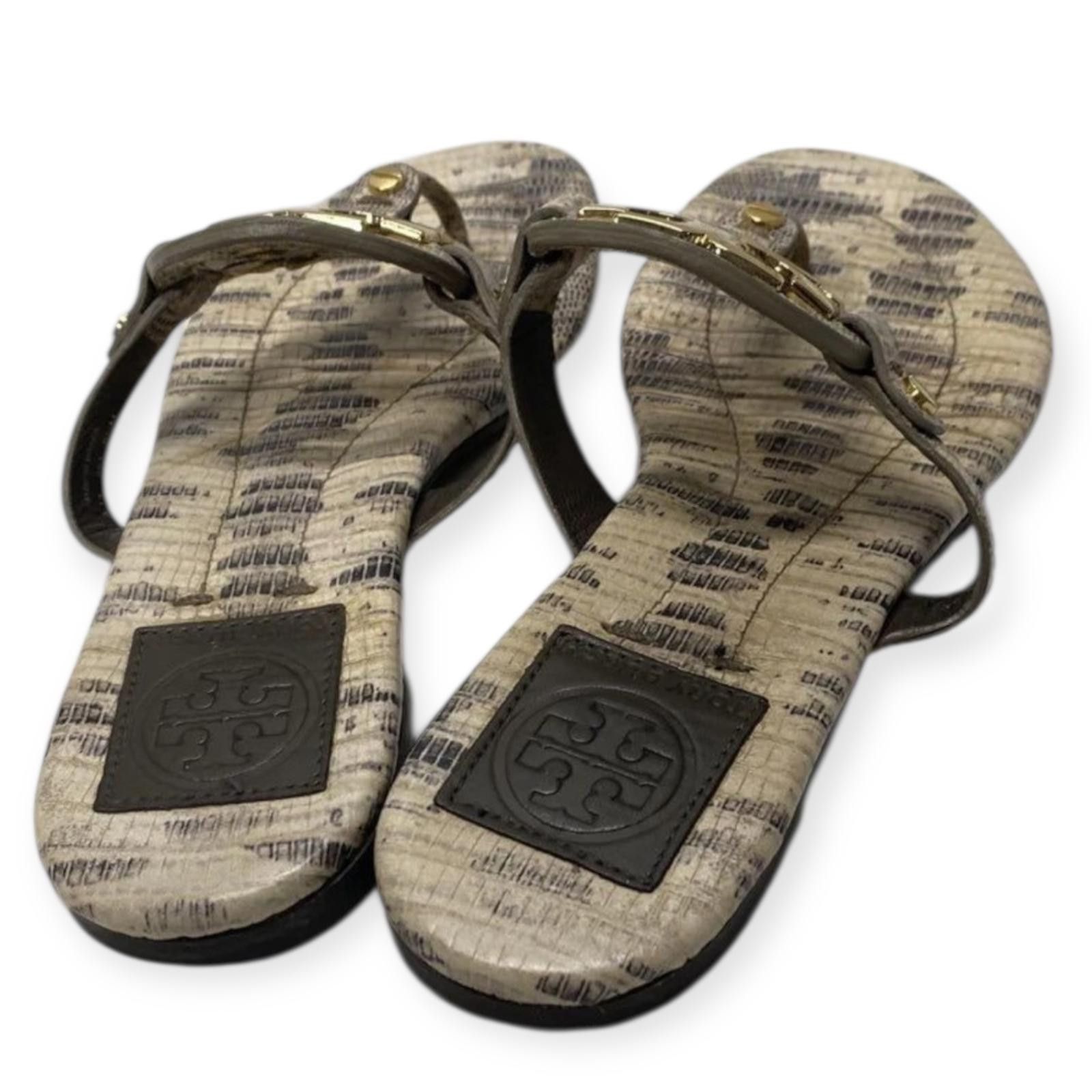 Other Tory Burch Beige Lizard Leather Miller Flat Thong Sandals Size US 7 / IT 37 - 6 Thumbnail
