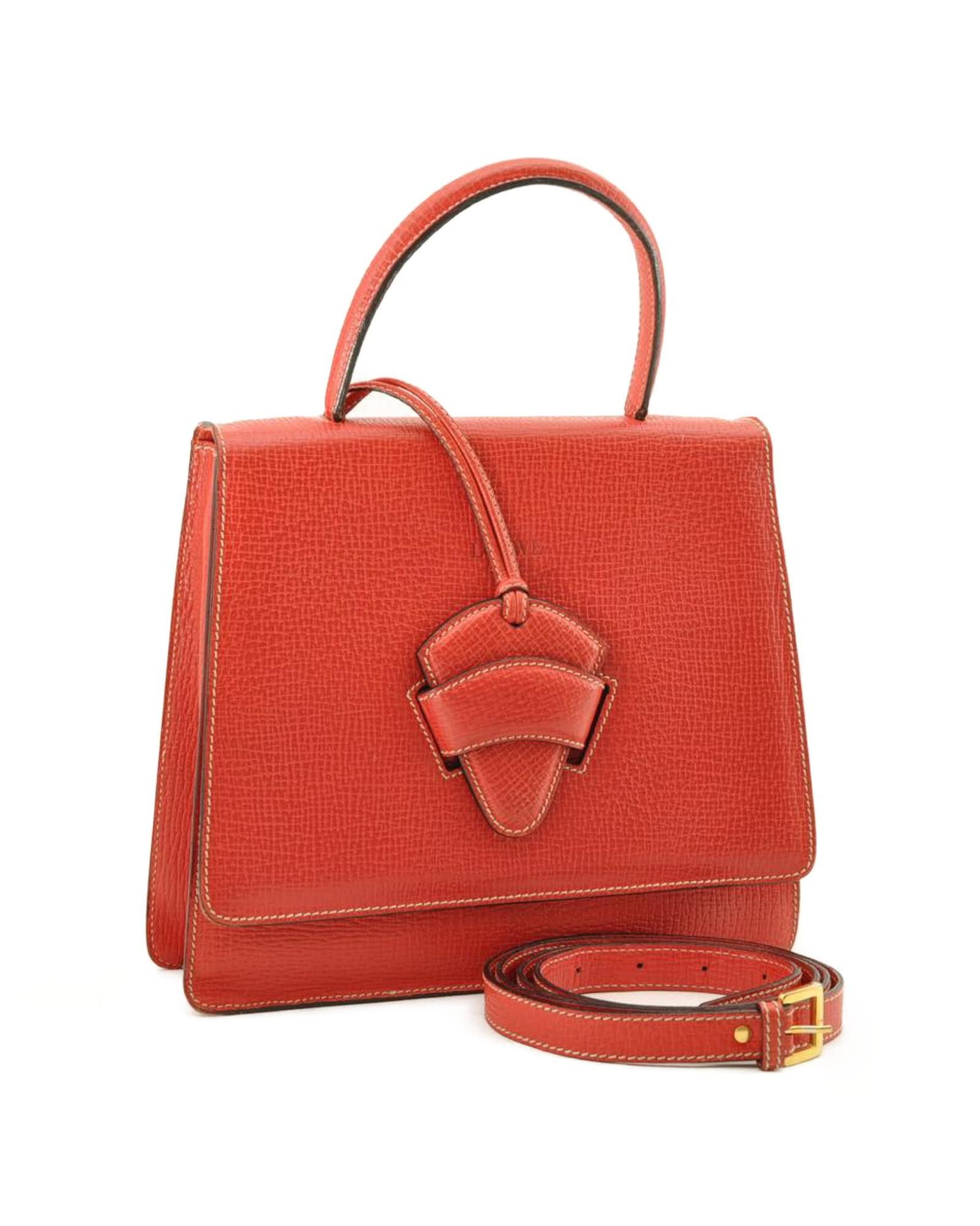image of Red Leather 2Way Hand Bag By Loewe, Women's