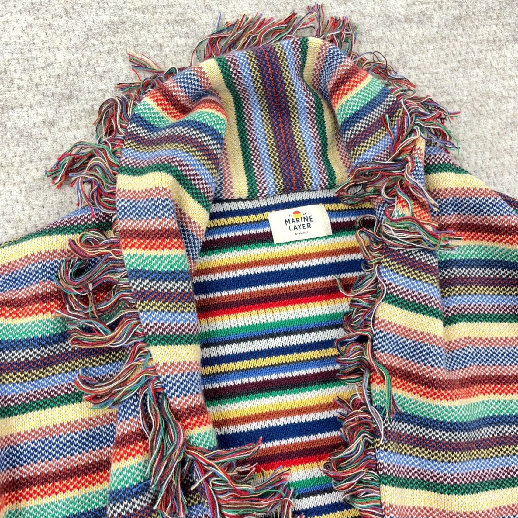 Marine Layer Marine Layer Cardigan Women XS Belted Fringe Alamere Multi Rainbow Boho Size XS / US 0-2 / IT 36-38 - 5 Thumbnail