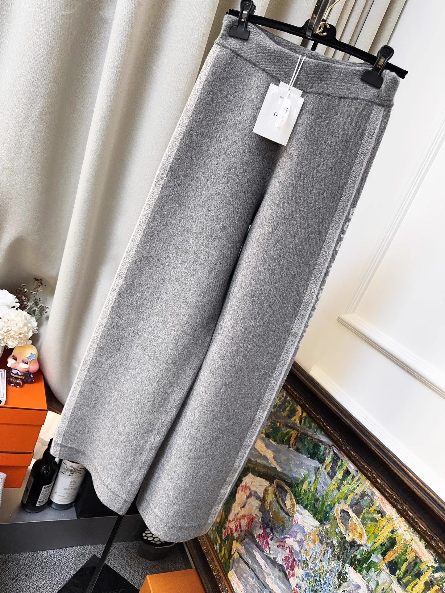 Dior Dior Gray Side Logo Cashmere Wide Leg Casual Pants 36 Size 26" / US 2 / IT 38 - 1 Thumbnail