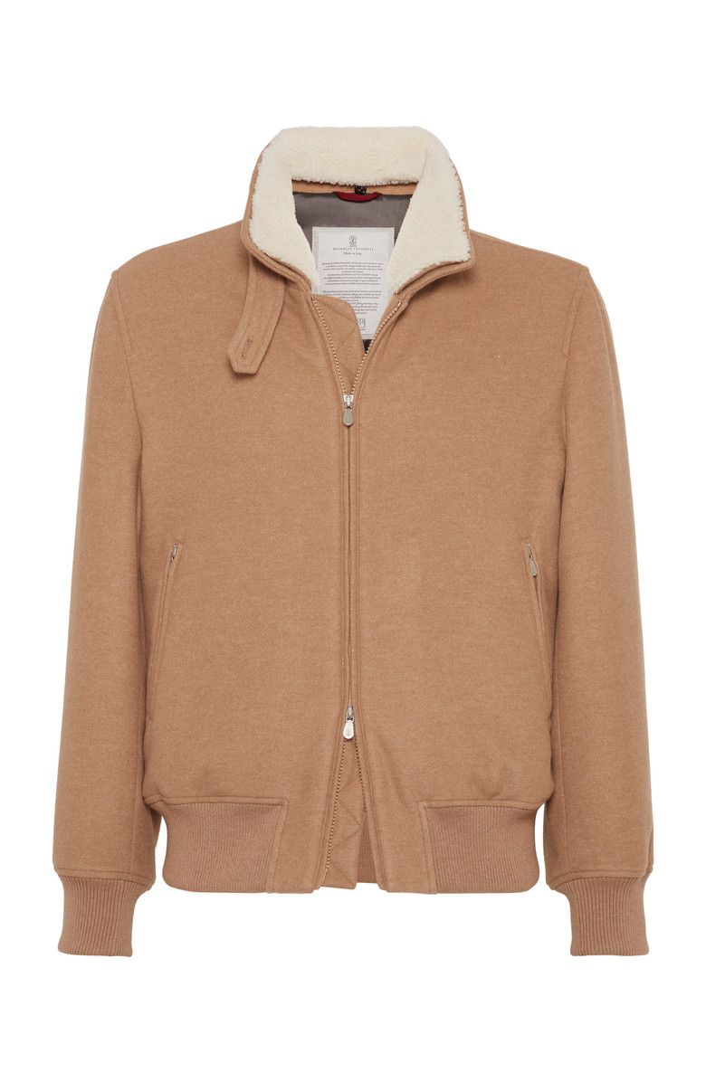 Brunello Cucinelli o1w1db10326 Cashmere Bomber Jacket in Camel Brown Size US M / EU 48-50 / 2 - 1 Thumbnail