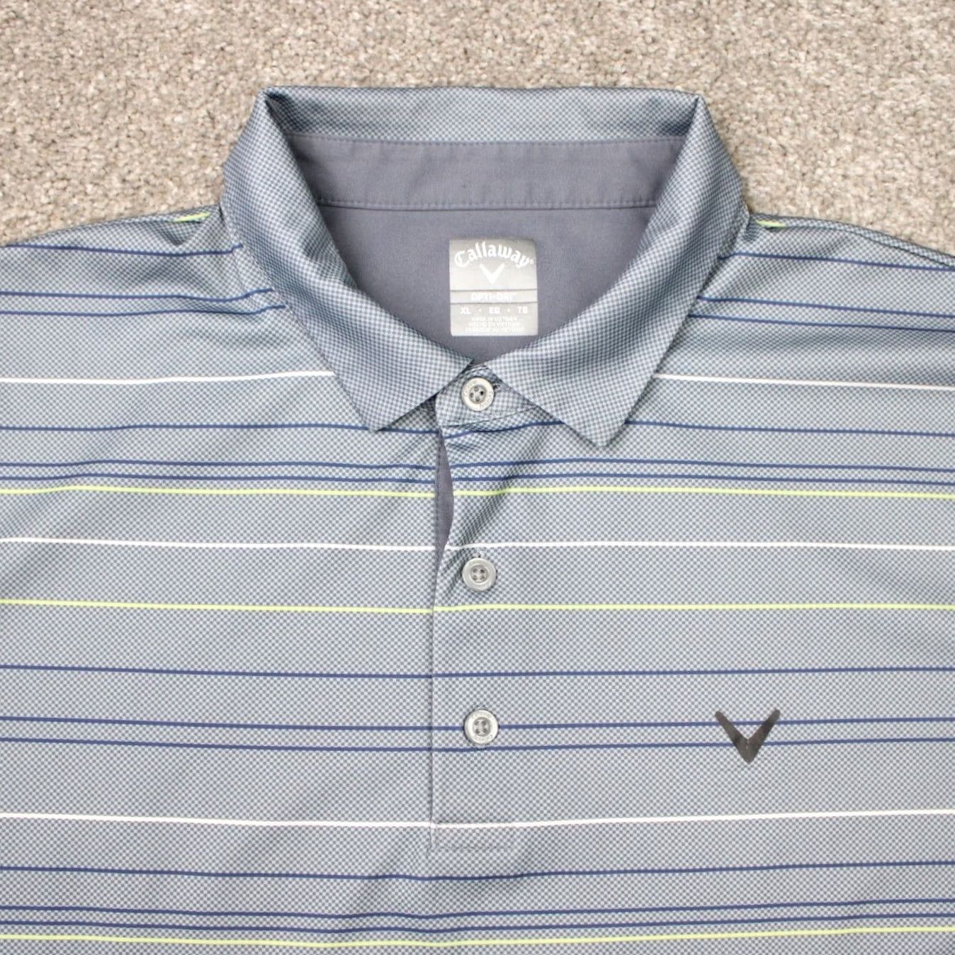 Callaway Callaway Polo Shirt Mens XL Gray/Blue/Green Stripes Opti-Dri 100% Polyester Short Sleeve Polo Golf Shirt Mens XL Gray/Blue/Green Stripes Size US XL / EU 56 / 4 - 4 Thumbnail