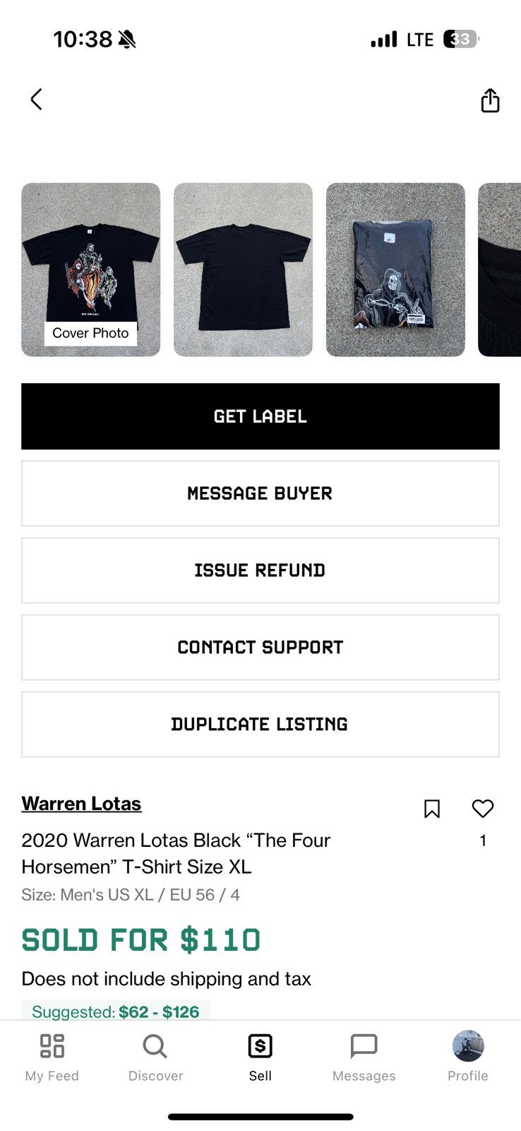 Warren Lotas 2020 Warren Lotas Black “The Four Horsemen” T-Shirt Size L Size US L / EU 52-54 / 3 - 9 Thumbnail