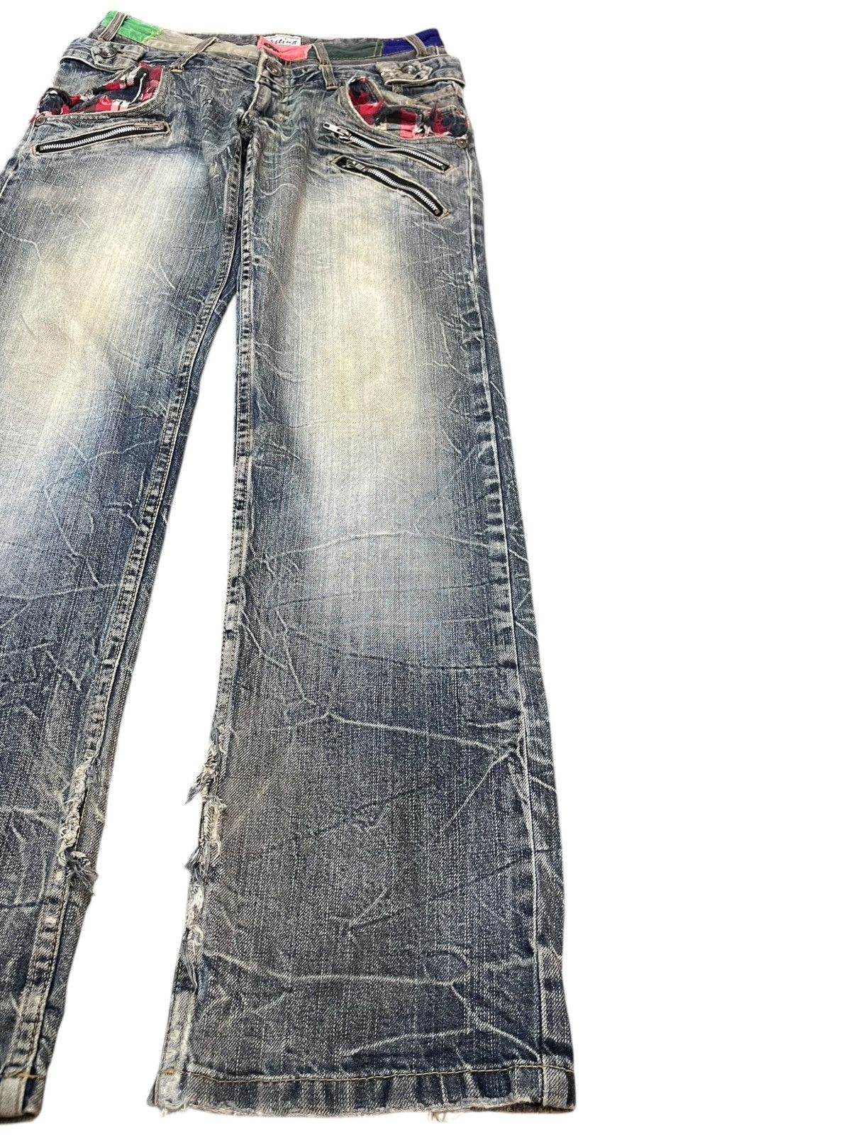 Beauty Beast × Hysteric Glamour × Japanese Brand Vintage Patina Double Waist AvantGarde Style Denim Size US 31 - 6 Thumbnail