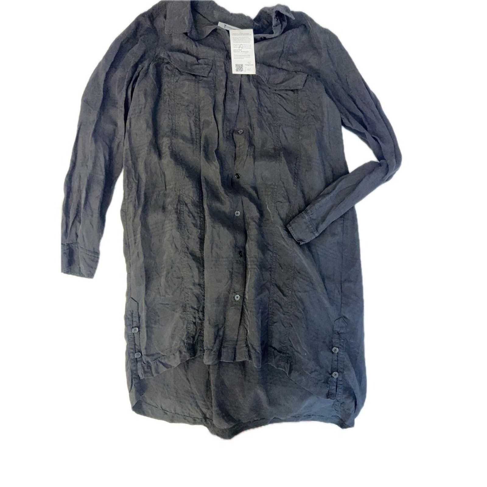 Alexander Wang T by Alexander Wang Sheer Silk Blend Tunic Shirt – Black Size S / US 4 / IT 40 - 3 Thumbnail
