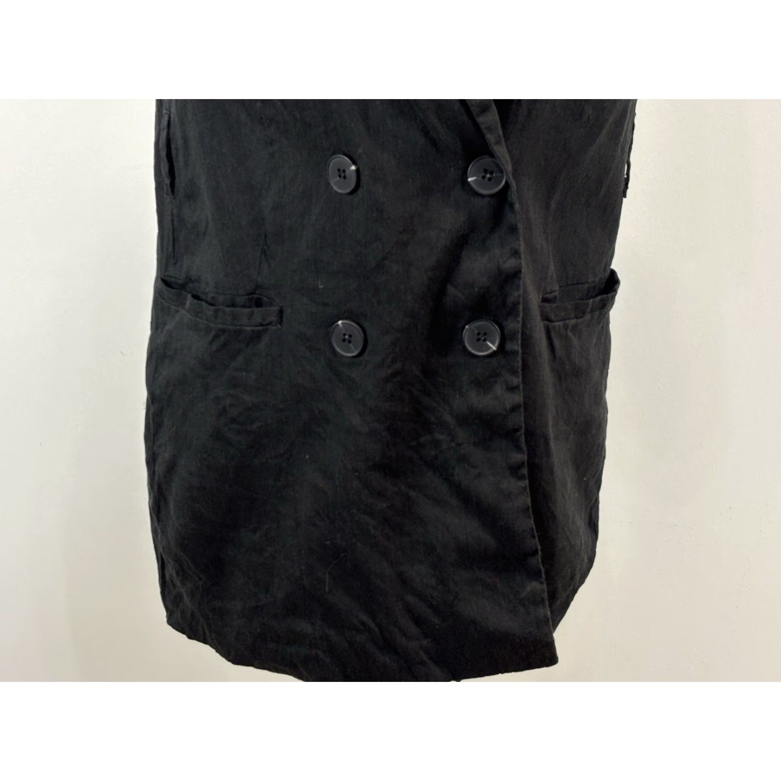 Jason Wu JASON WU Linen Blend Vest Women M Black Sleeveless Mid-Length Button Double Breasted Belt Loops, No Belt, Vintage? No Size M / US 6-8 / IT 42-44 - 6 Thumbnail