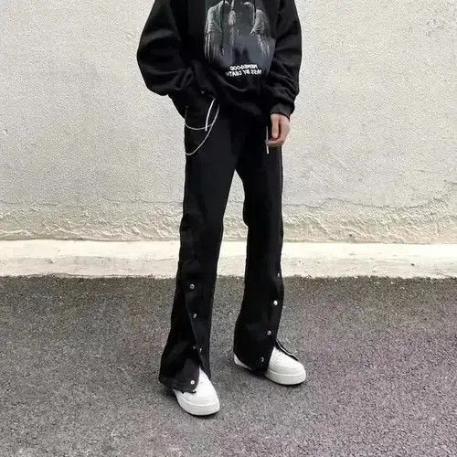 Japanese Brand × Jean Black Button Decor Pants, Wide Leg Pants Size US 30 / EU 46 - 1 Thumbnail