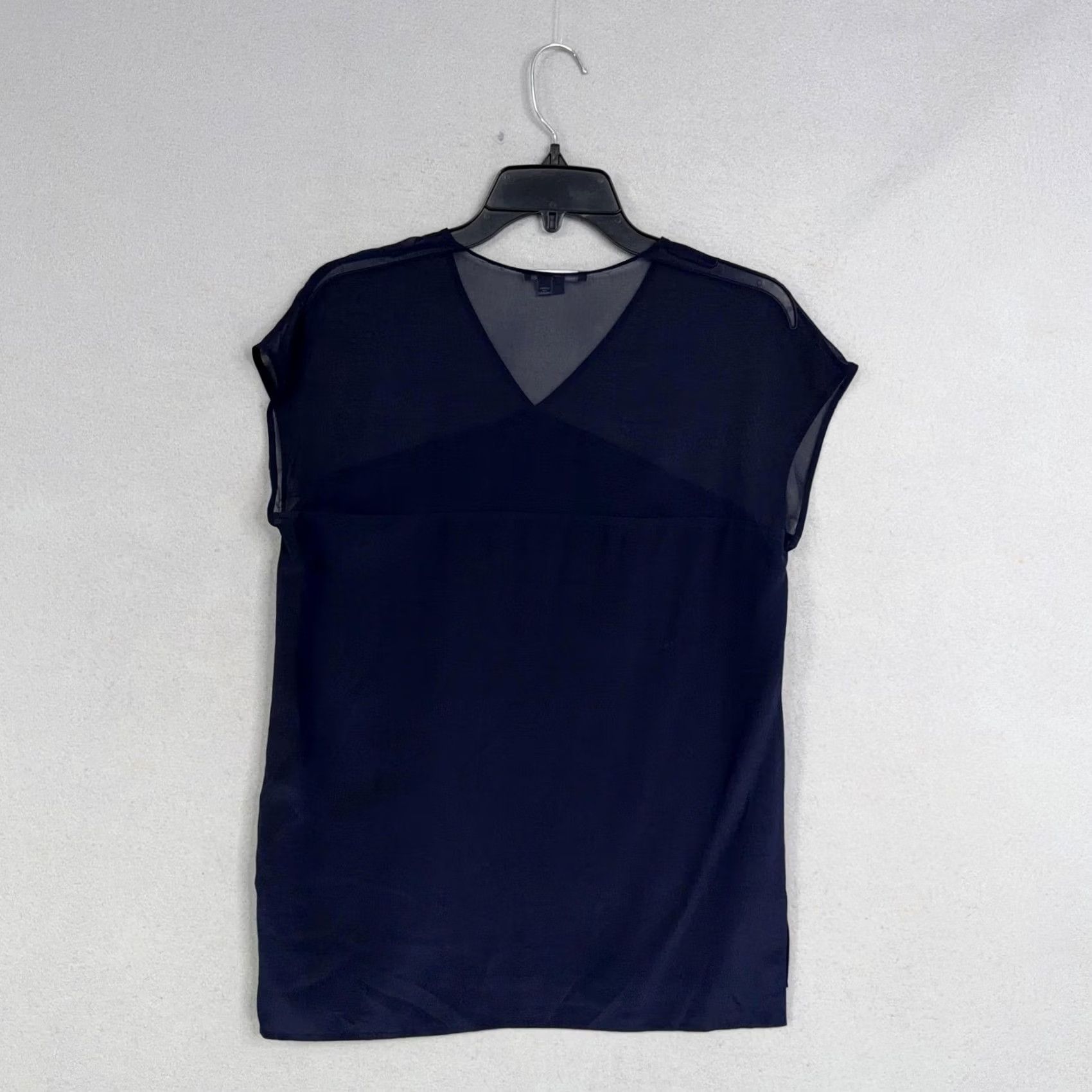 Vince Vince Blouse Womens XS Blue 100% Silk Sheer V Neck Cap Sleeve Basic Top Size XS / US 0-2 / IT 36-38 - 4 Thumbnail